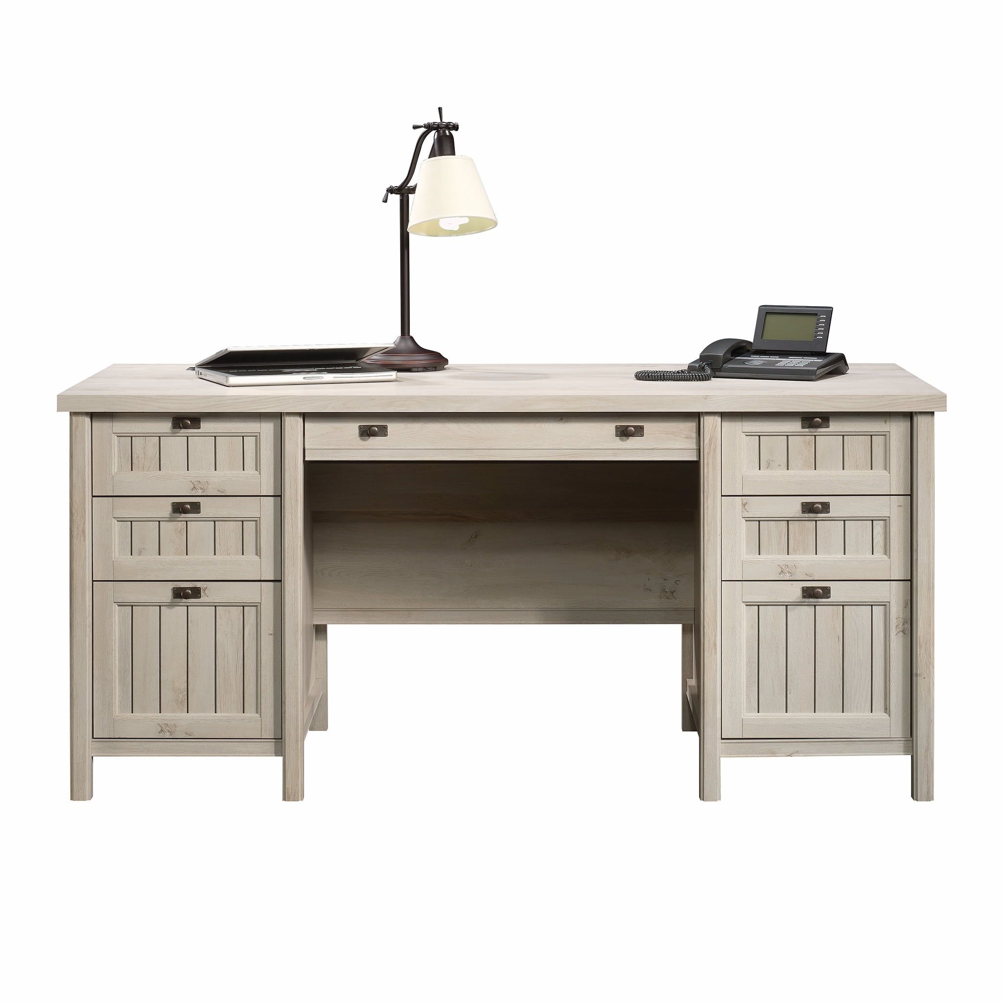 Chalked Chestnut Executive Desk with Filing Cabinet and Drawer