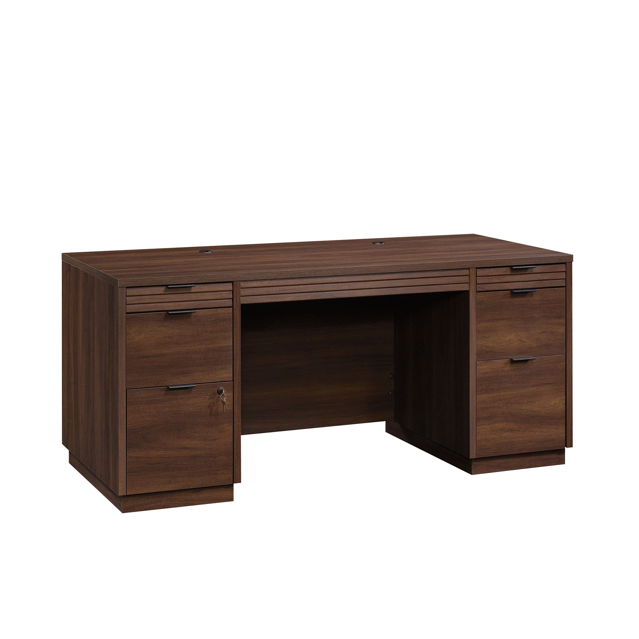 Spiced Mahogany Executive Desk with Drawers and Filing Cabinet