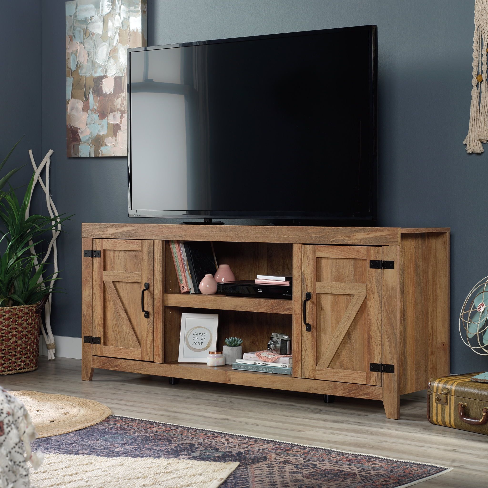 Sindoori Mango Farmhouse TV Stand with Cabinets