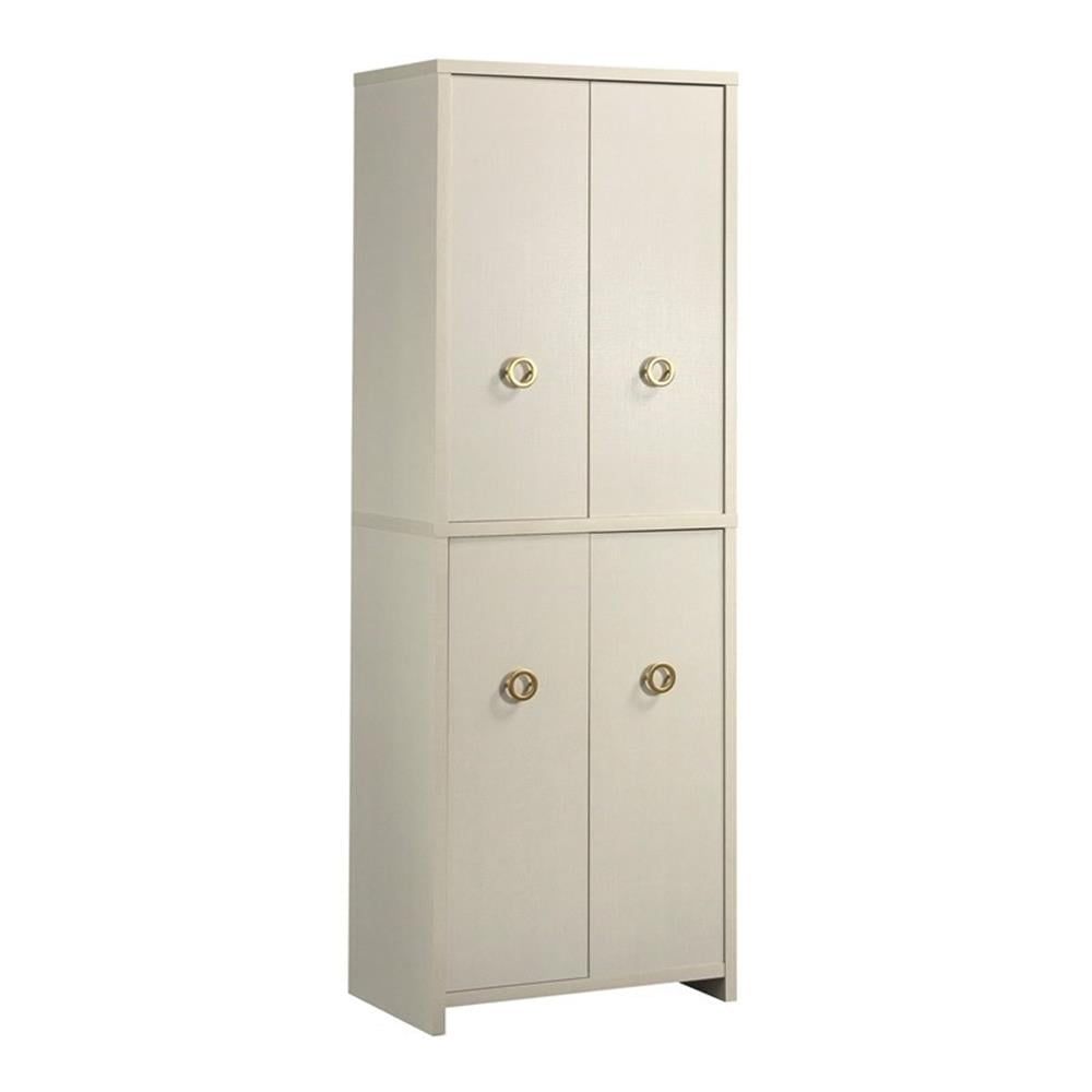 Dove Linen Freestanding White Cabinet with Adjustable Shelving