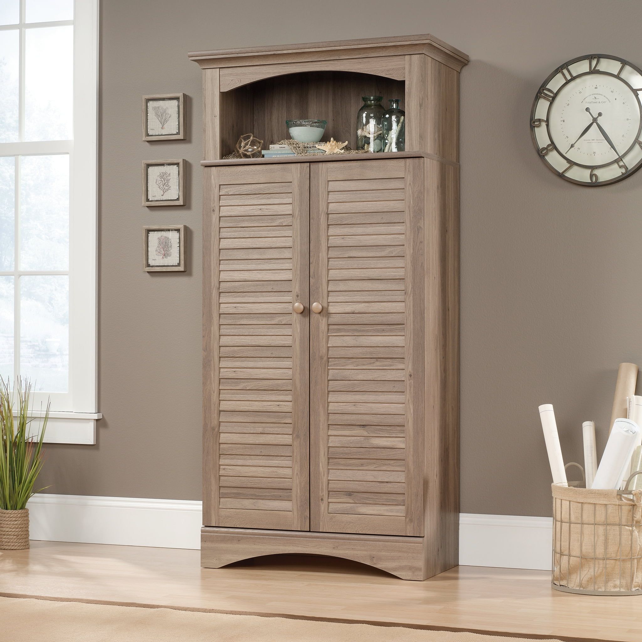 Salt Oak Freestanding Storage Cabinet with Adjustable Shelving