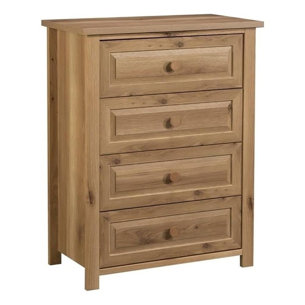 Timber Oak Farmhouse 4-Drawer Chest with Safety Mechanism