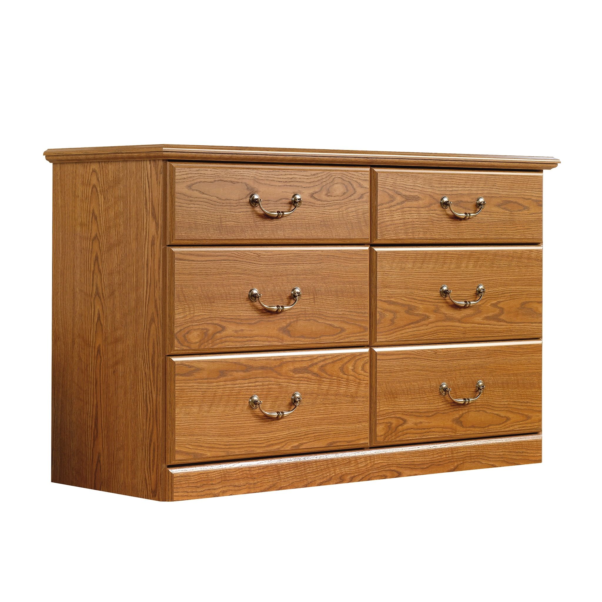 Carolina Oak Double Dresser with Mirror and Deep Drawers