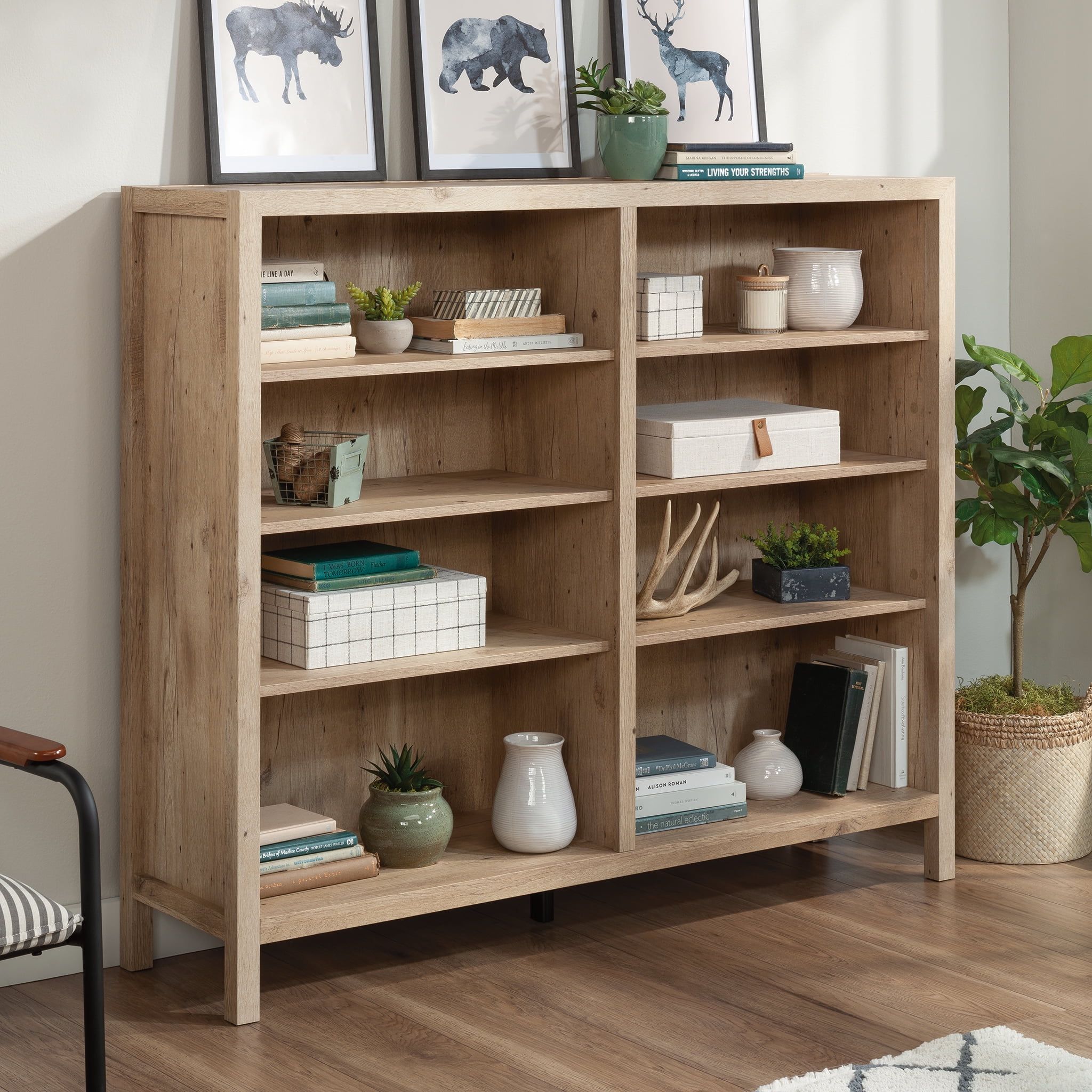 Adjustable Prime Oak 6-Cubby Storage Bookcase