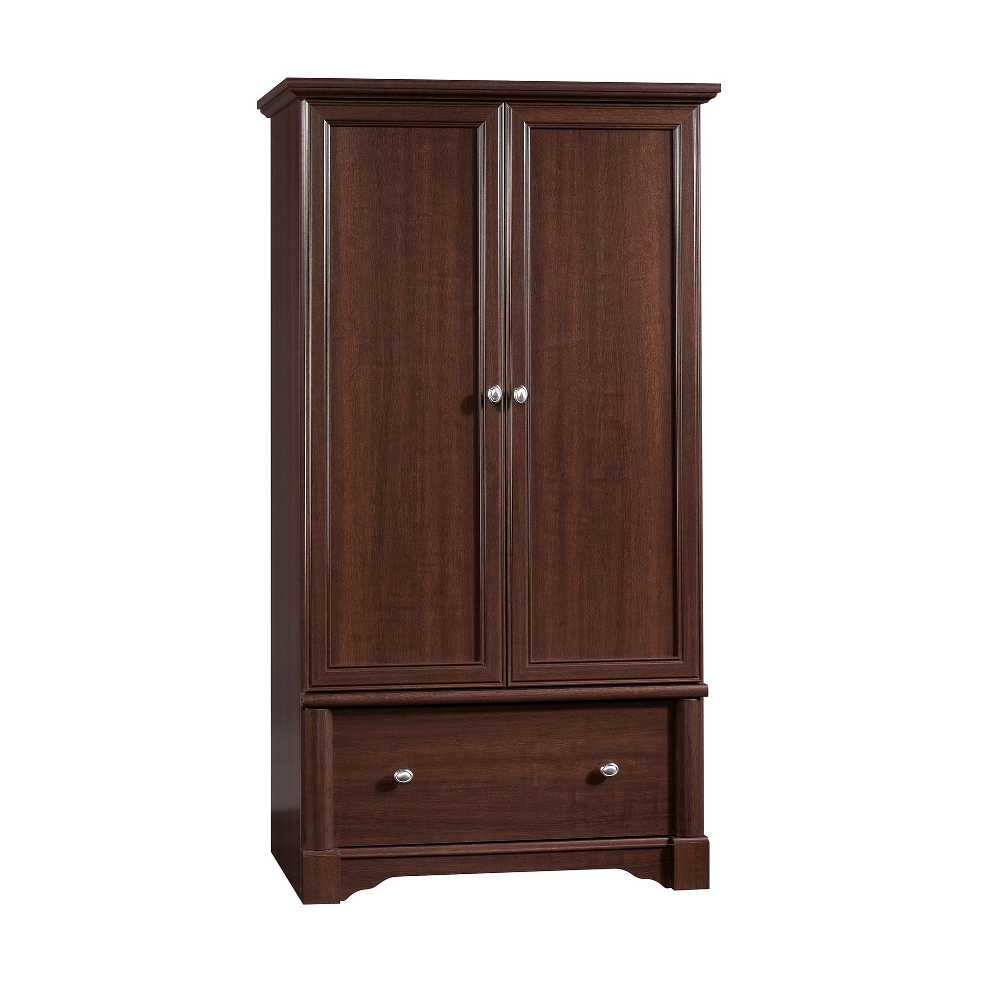 Cherry Finish Wooden Wardrobe Armoire with Storage Drawer