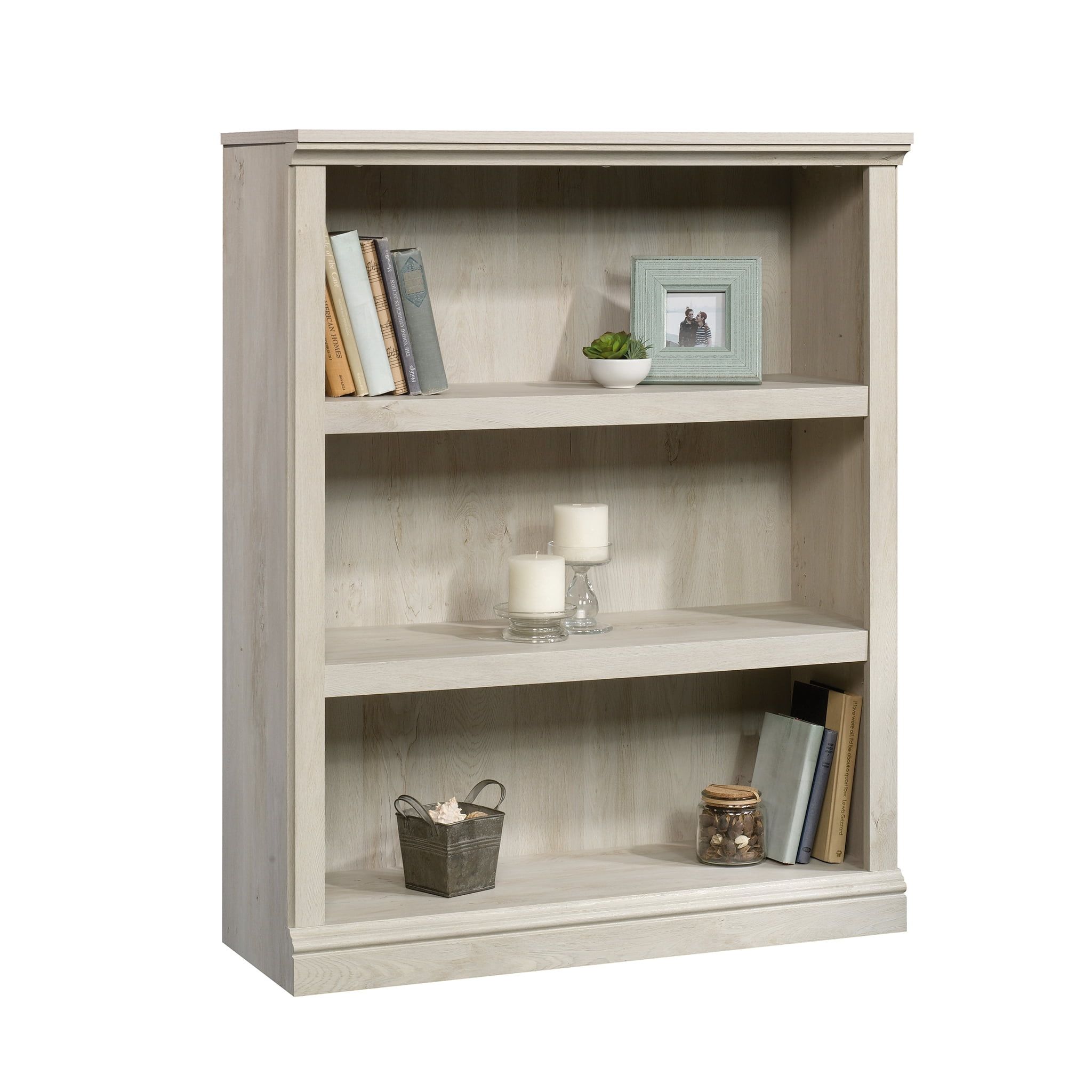 Charming Chalked Chestnut 3-Shelf Adjustable Bookcase