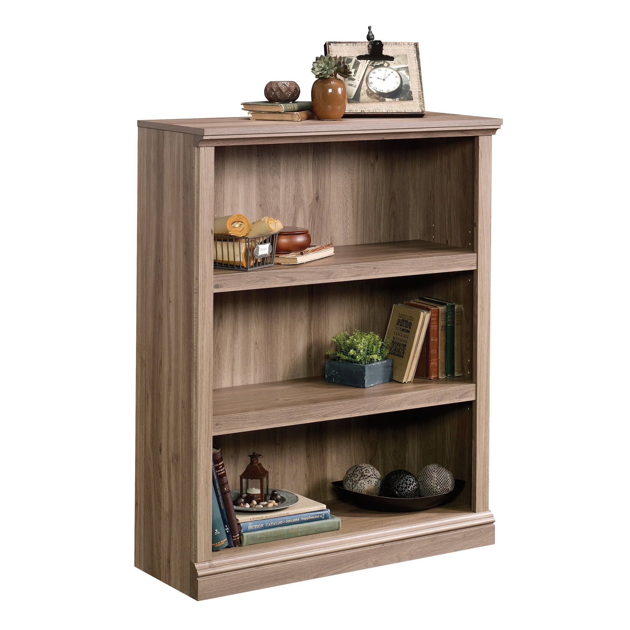 Salt Oak Adjustable 3-Shelf Wooden Bookcase