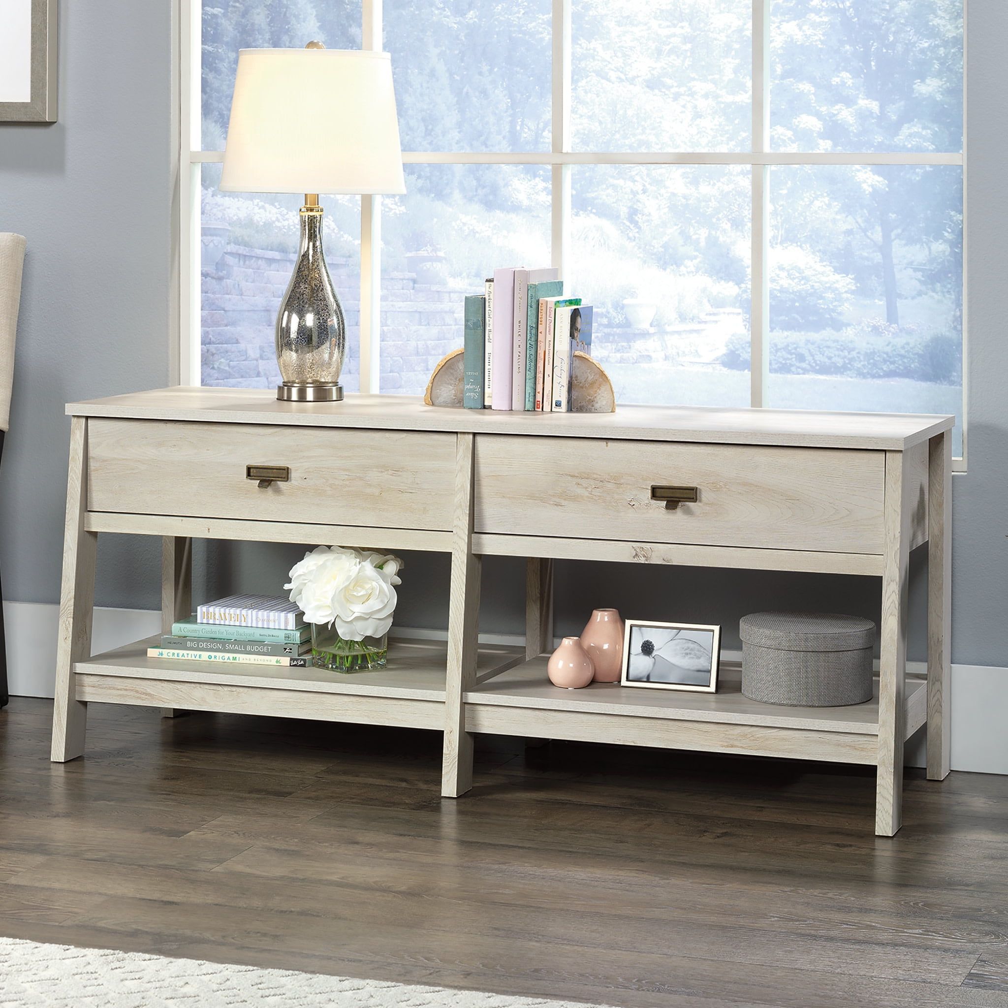 Chalked Chestnut 58" TV Stand with Drawers and Shelves