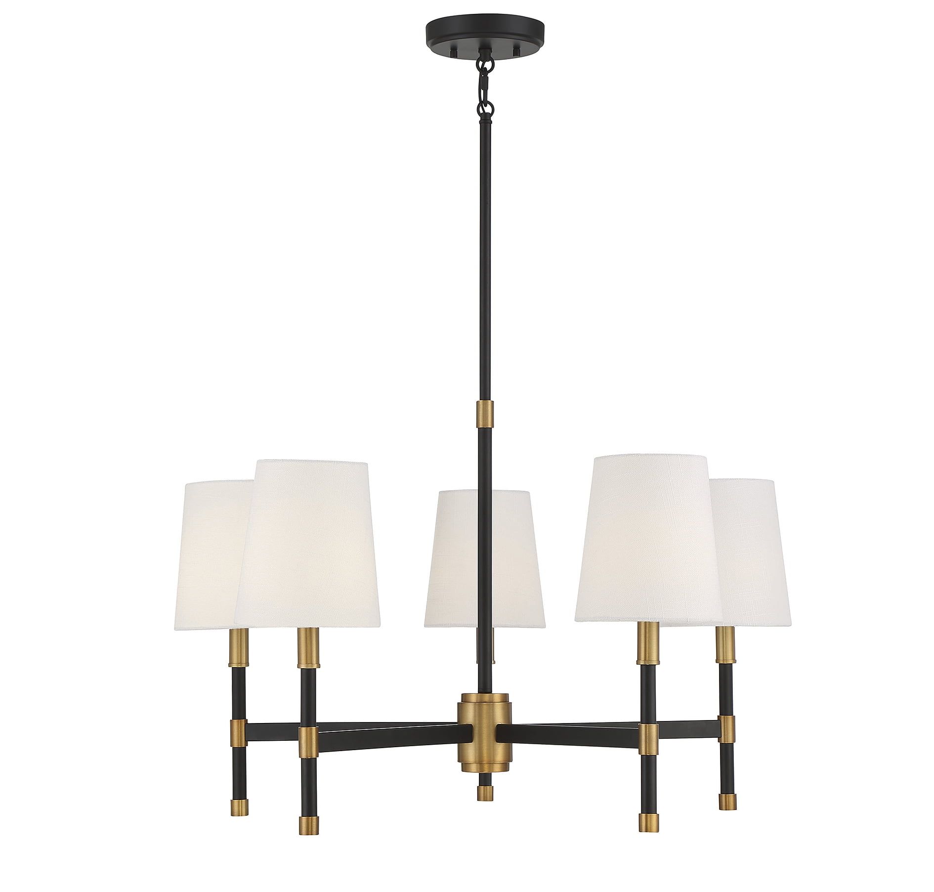 Matte Black and Brass 5-Light Traditional Chandelier