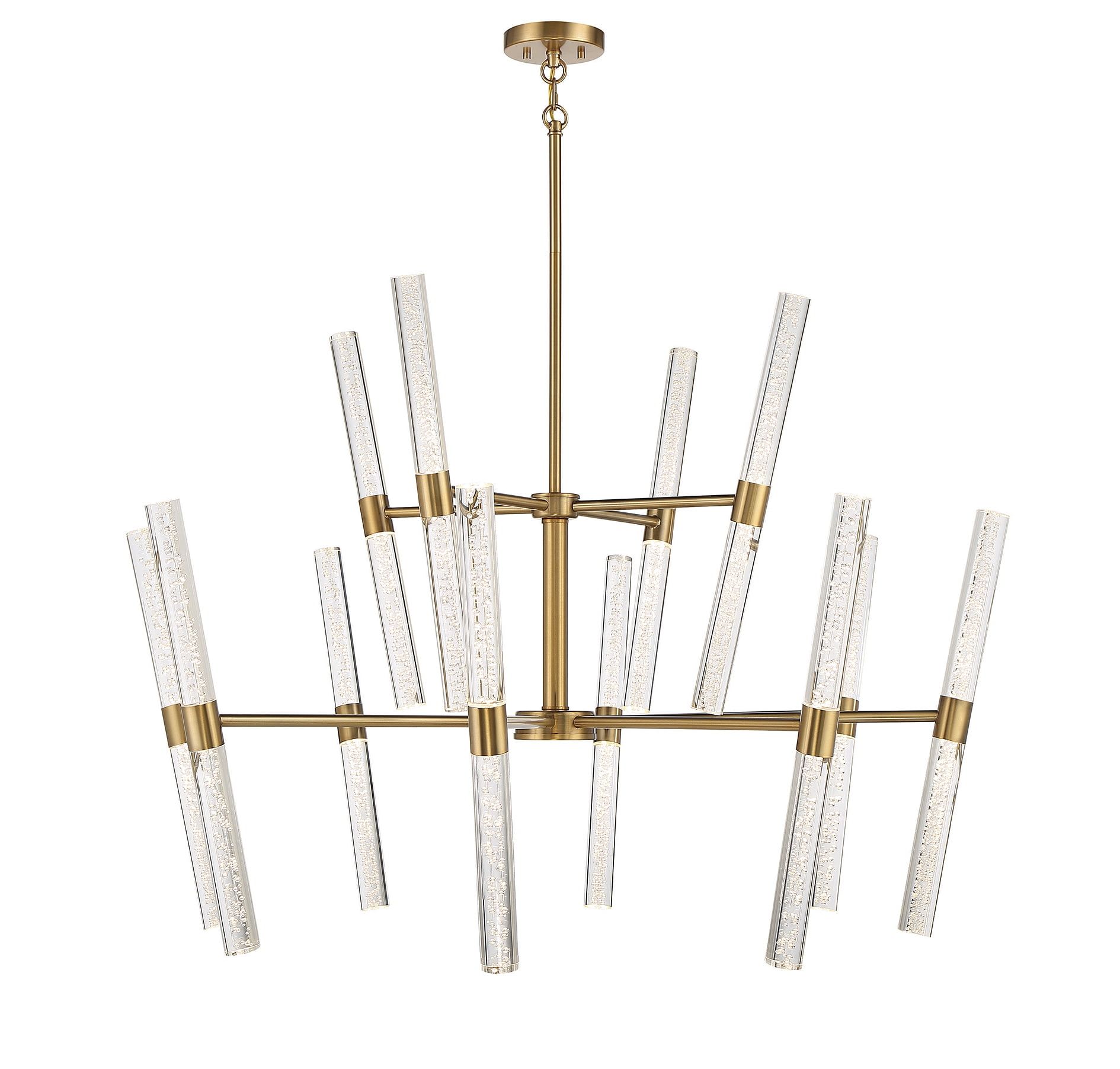 Arlon 24-Light Warm Brass LED Chandelier with Clear Bubble Glass