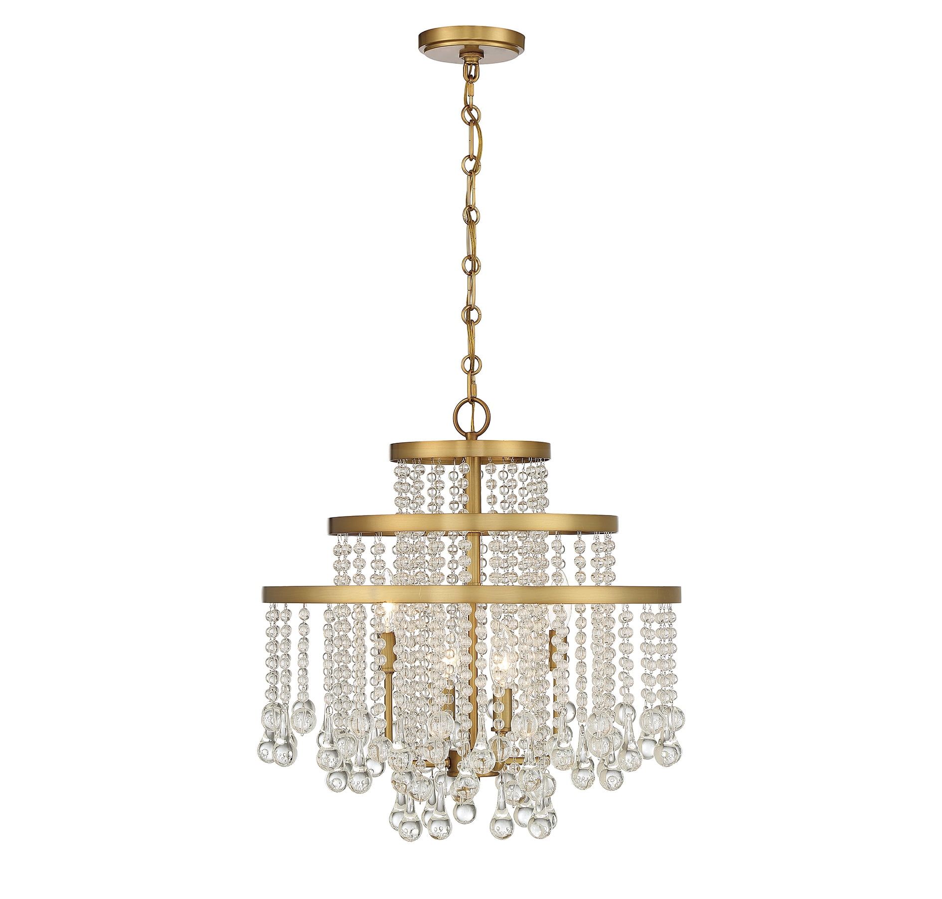 Mini Luna Warm Brass Crystal 4-Light Modern Chandelier