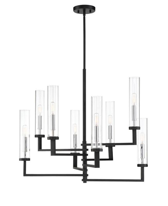 Folsom 8-Light Matte Black and Chrome Adjustable Chandelier