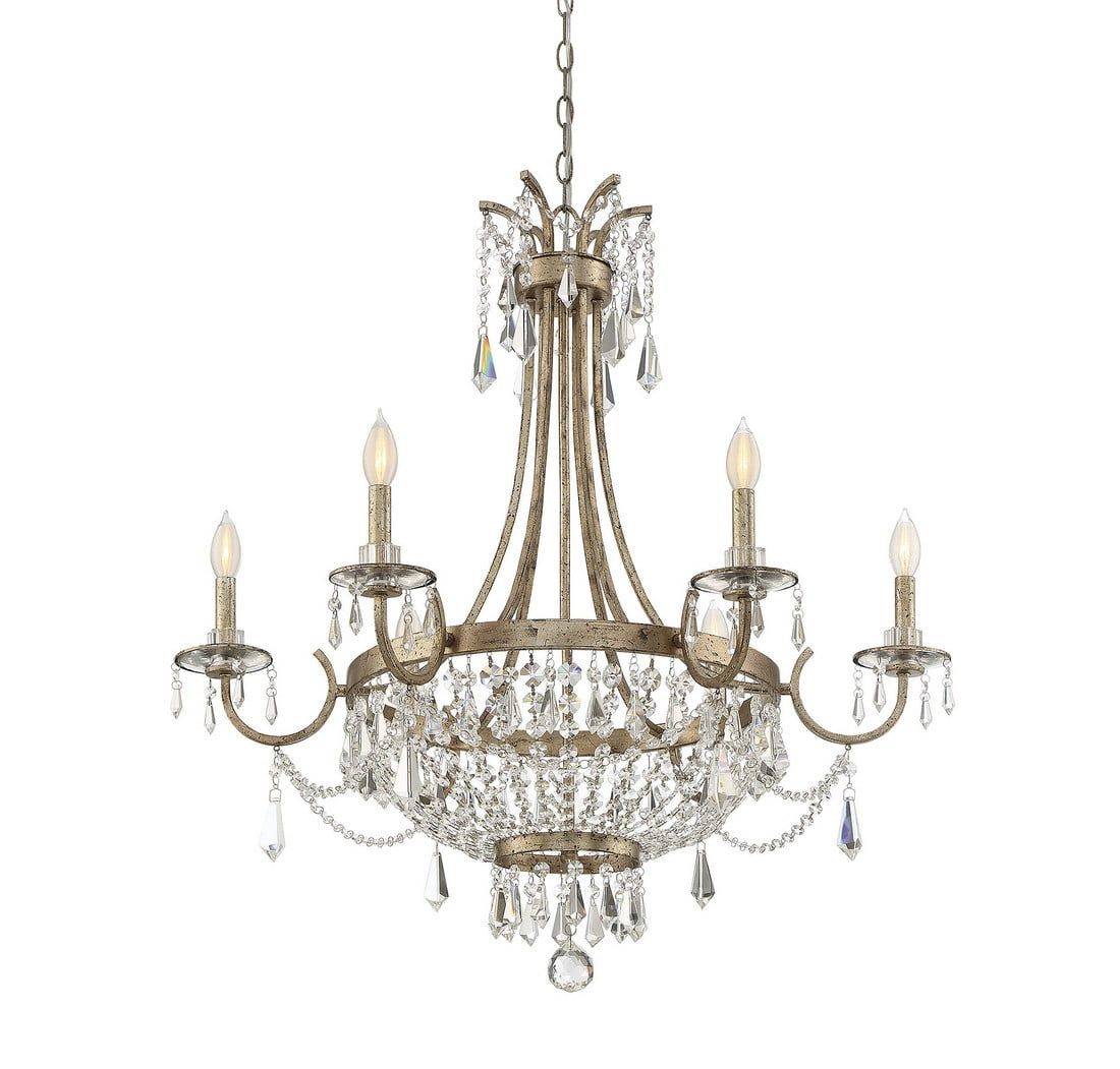 Avalite Finish 6-Light Chandelier with Clear Crystals