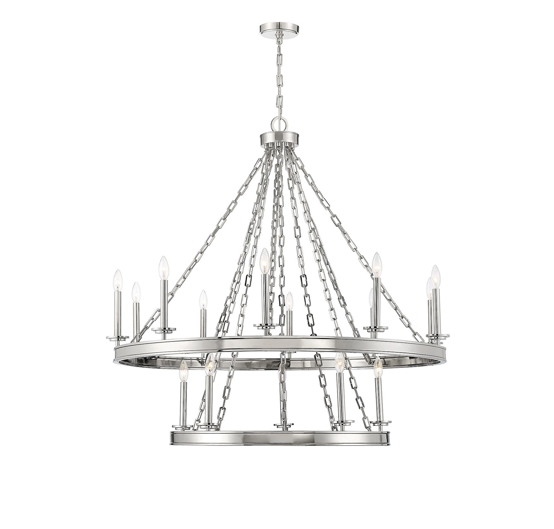 Seville Polished Nickel 15-Light Two-Tier Chandelier