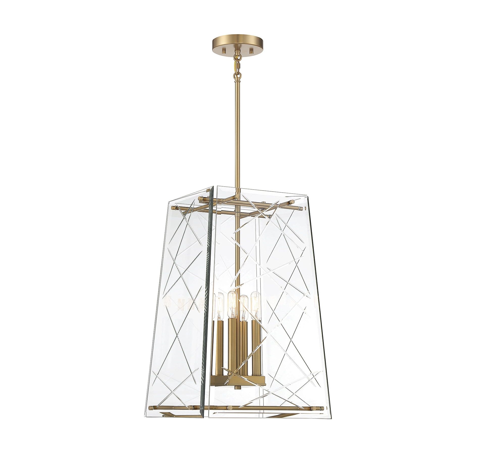 Kole 4-Light Pendant with Clear Glass and Warm Brass Finish