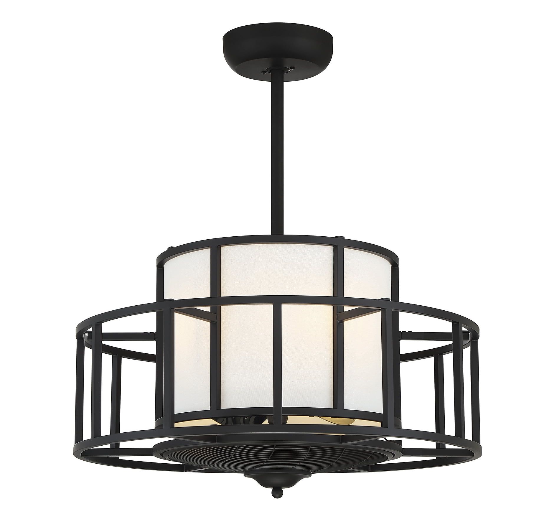 Oslo Matte Black 4-Light Chandelier Fan with Remote