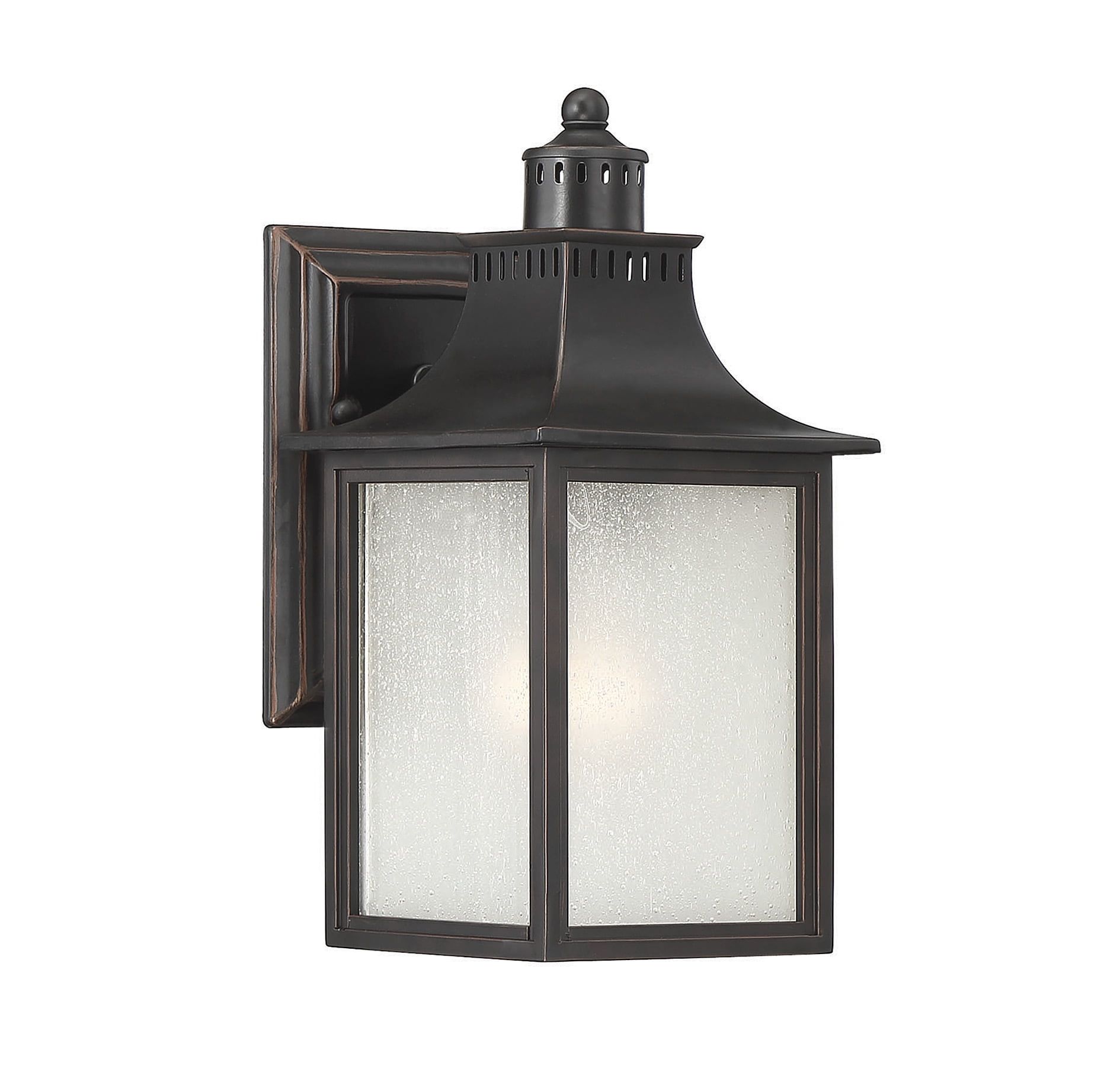 Monte Grande Slate Black Bronze Outdoor Lantern with Seeded Glass