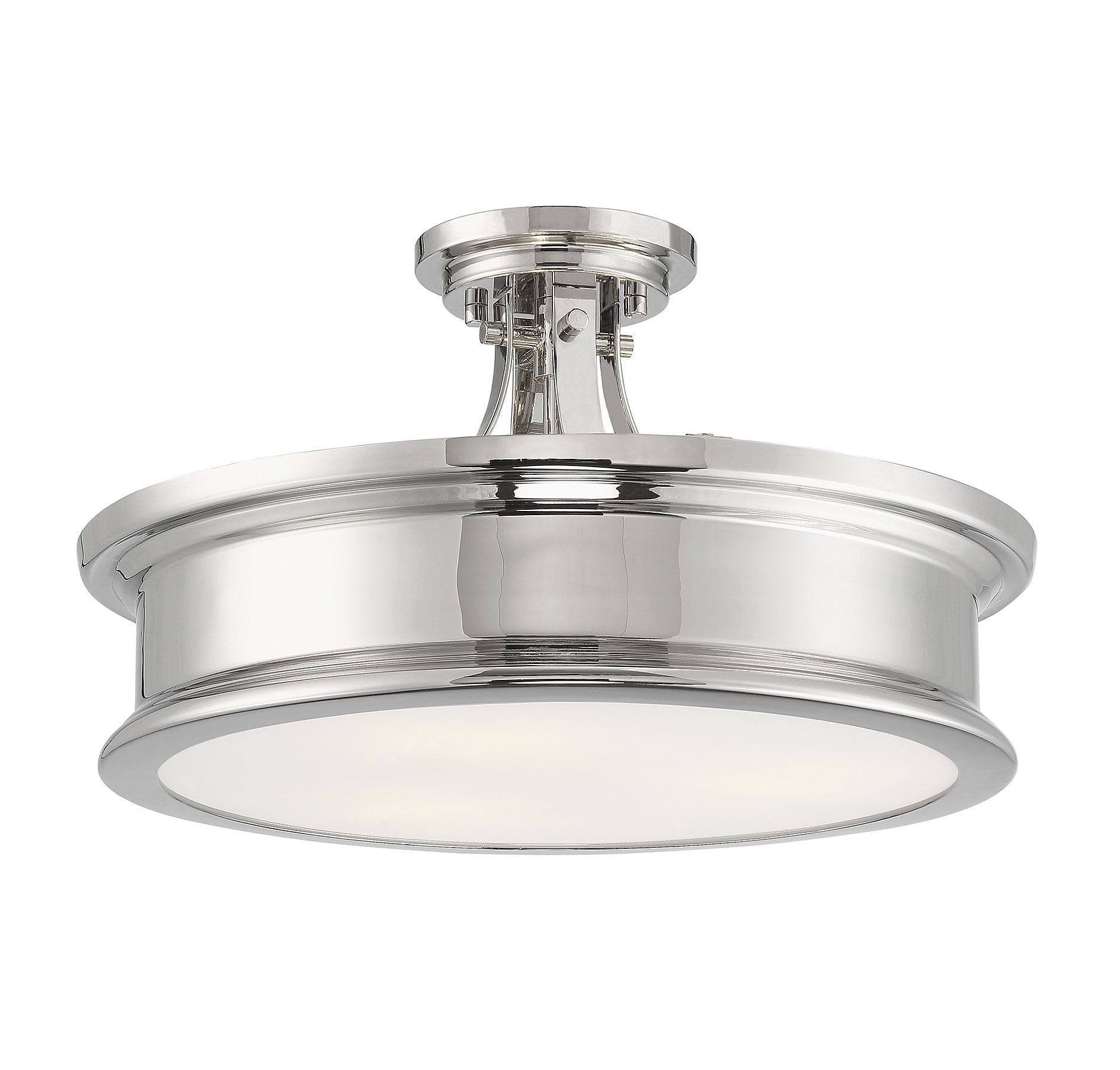 Watkins 16" Polished Nickel and Glass Semi-Flush Mount Light