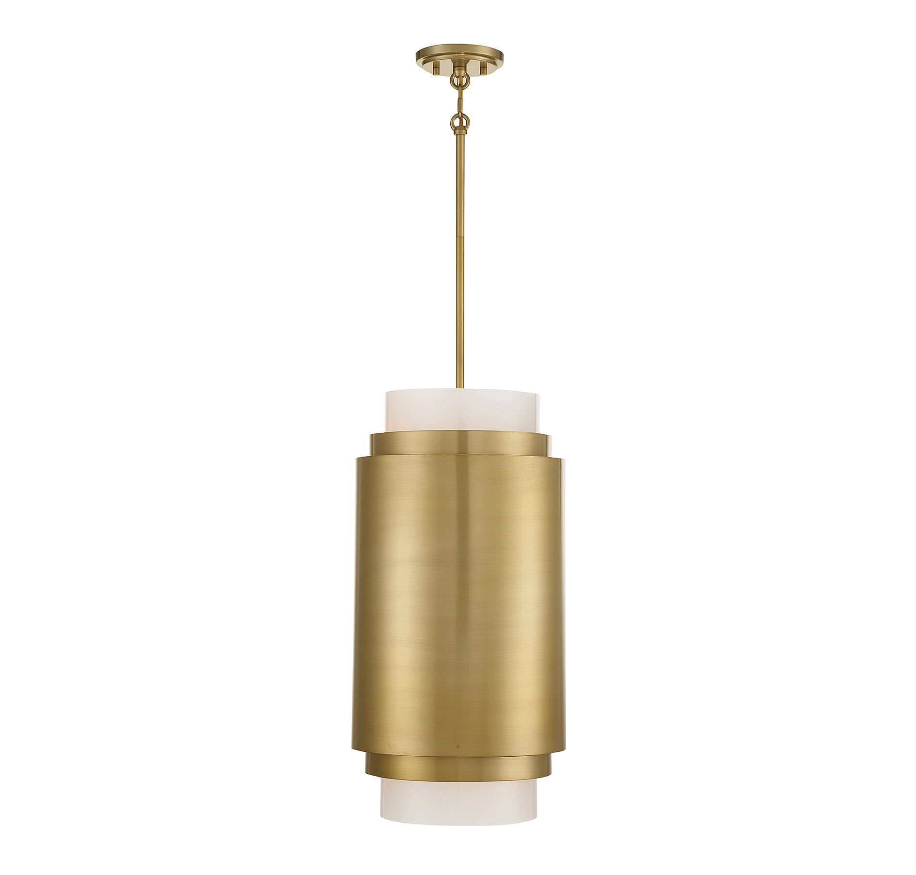 Beacon Modern Frosted Glass 3-Light Pendant in Burnished Brass