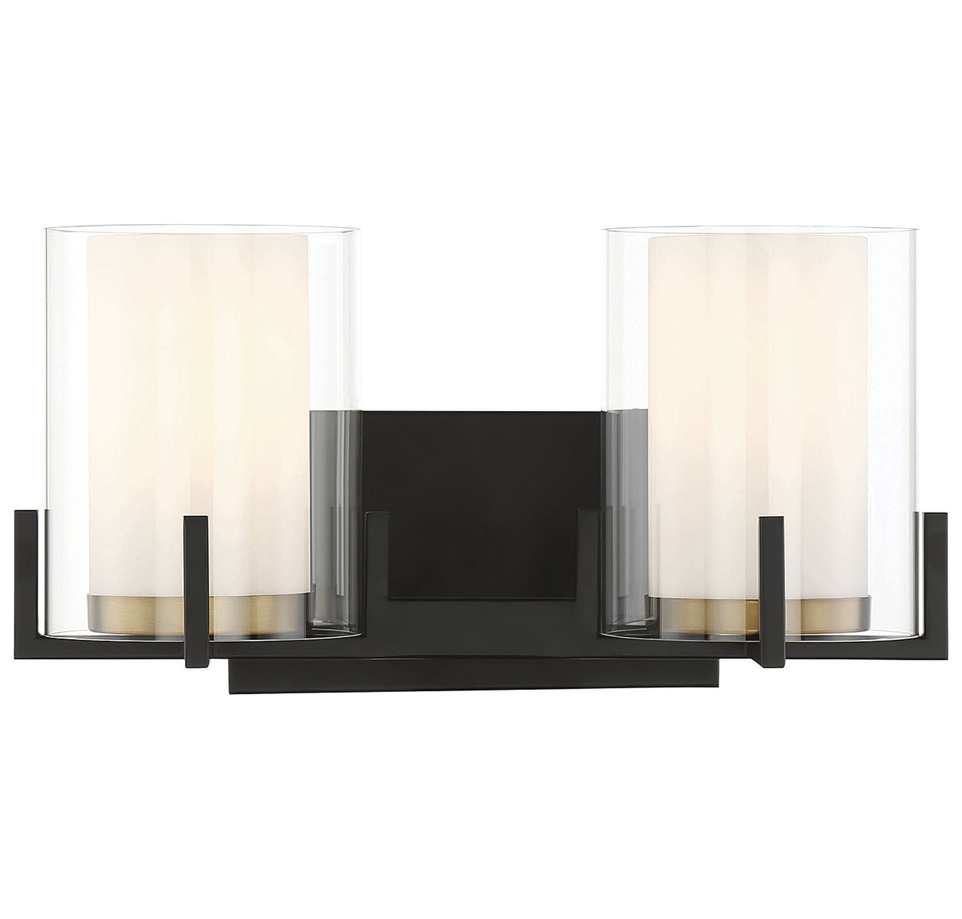 Eaton Contemporary Outdoor Vanity Light in Matte Black and Warm Brass