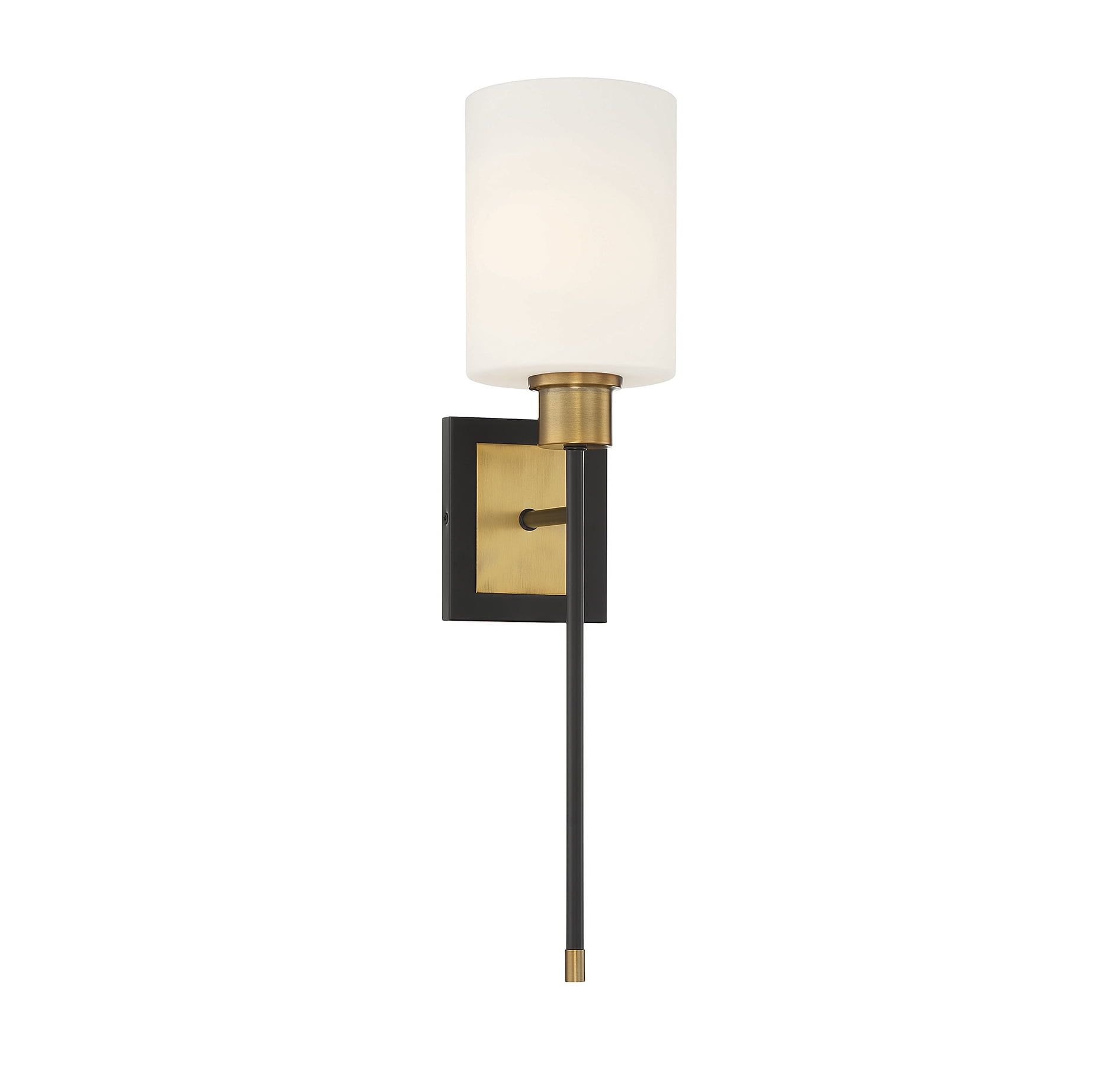 Matte Black and Brass Mid-Century Modern Cylinder Sconce