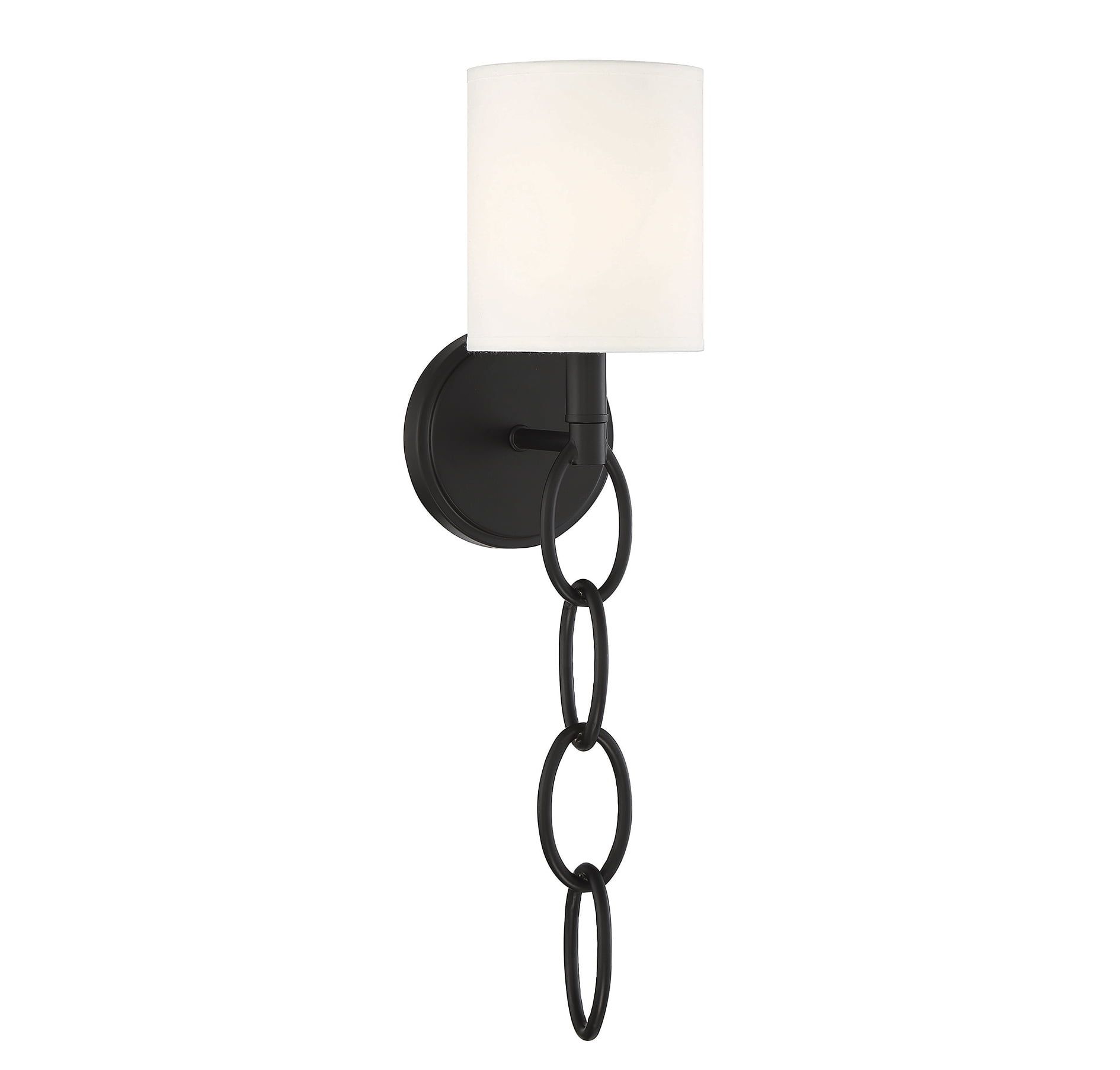 Matte Black Transitional Dimmable Wall Sconce with Fabric Shade