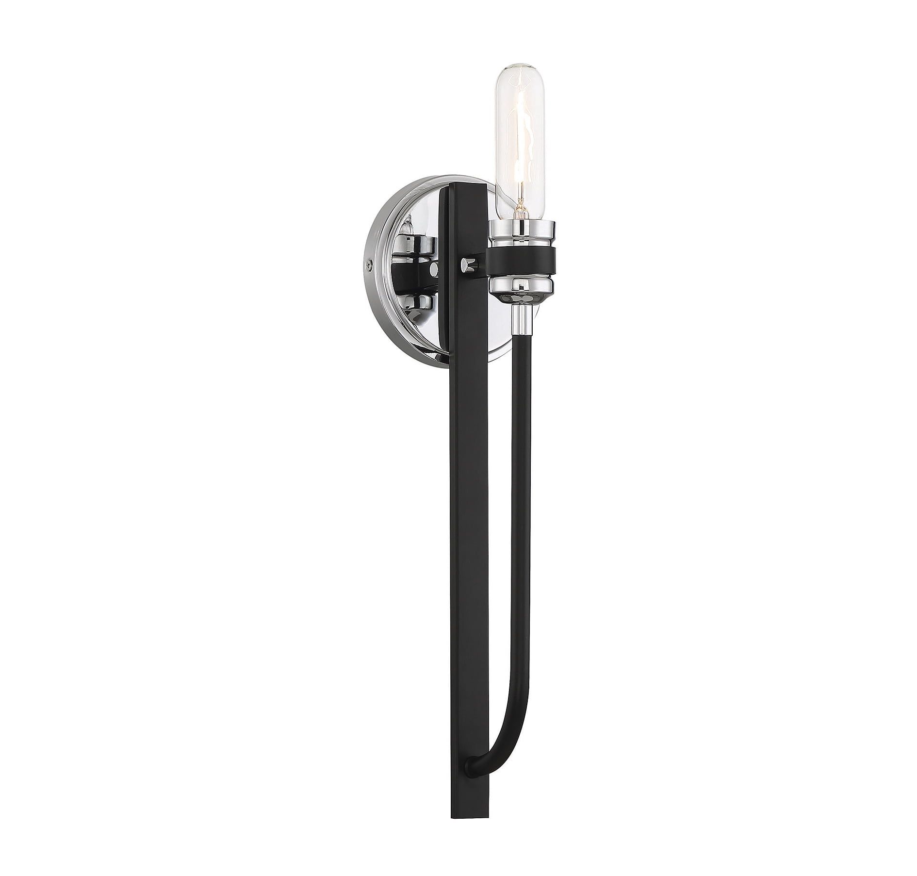 Kenyon Modern Matte Black & Polished Chrome Dimmable Wall Sconce