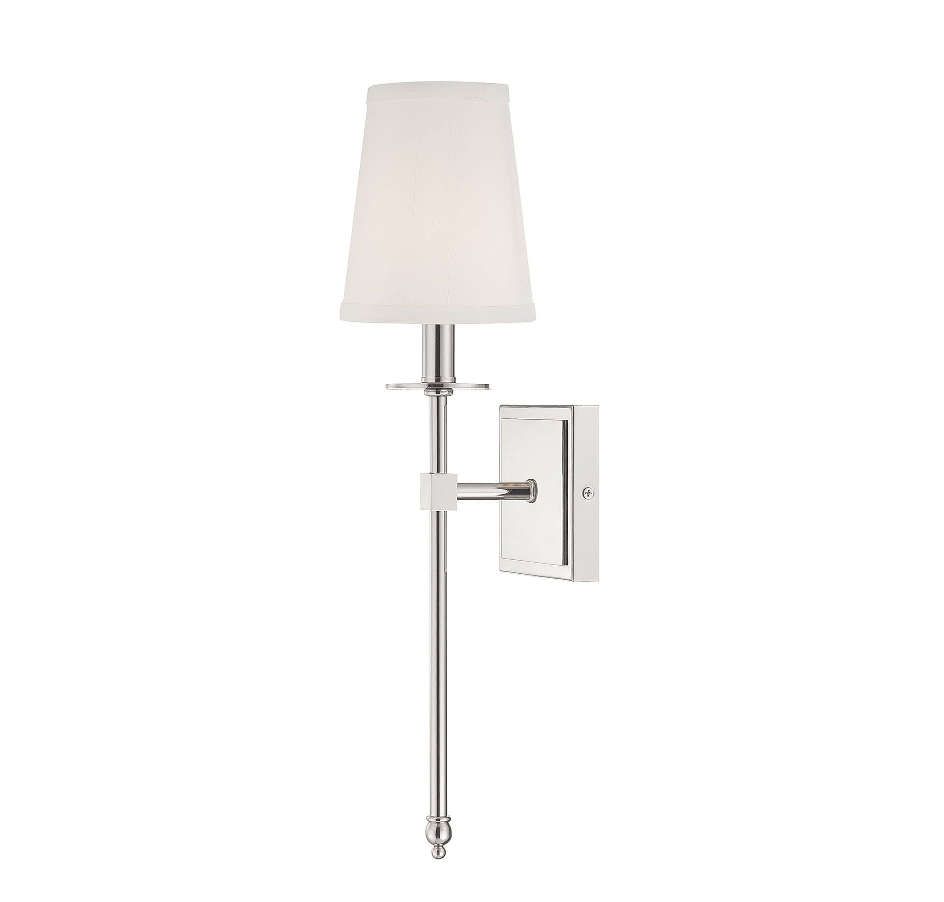 Transitional Style Polished Nickel 1-Light Wall Sconce with White Shade