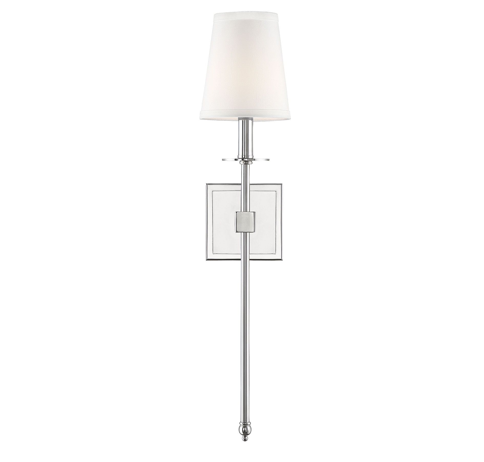 Monroe Polished Nickel 1-Light Wall Sconce with White Shade