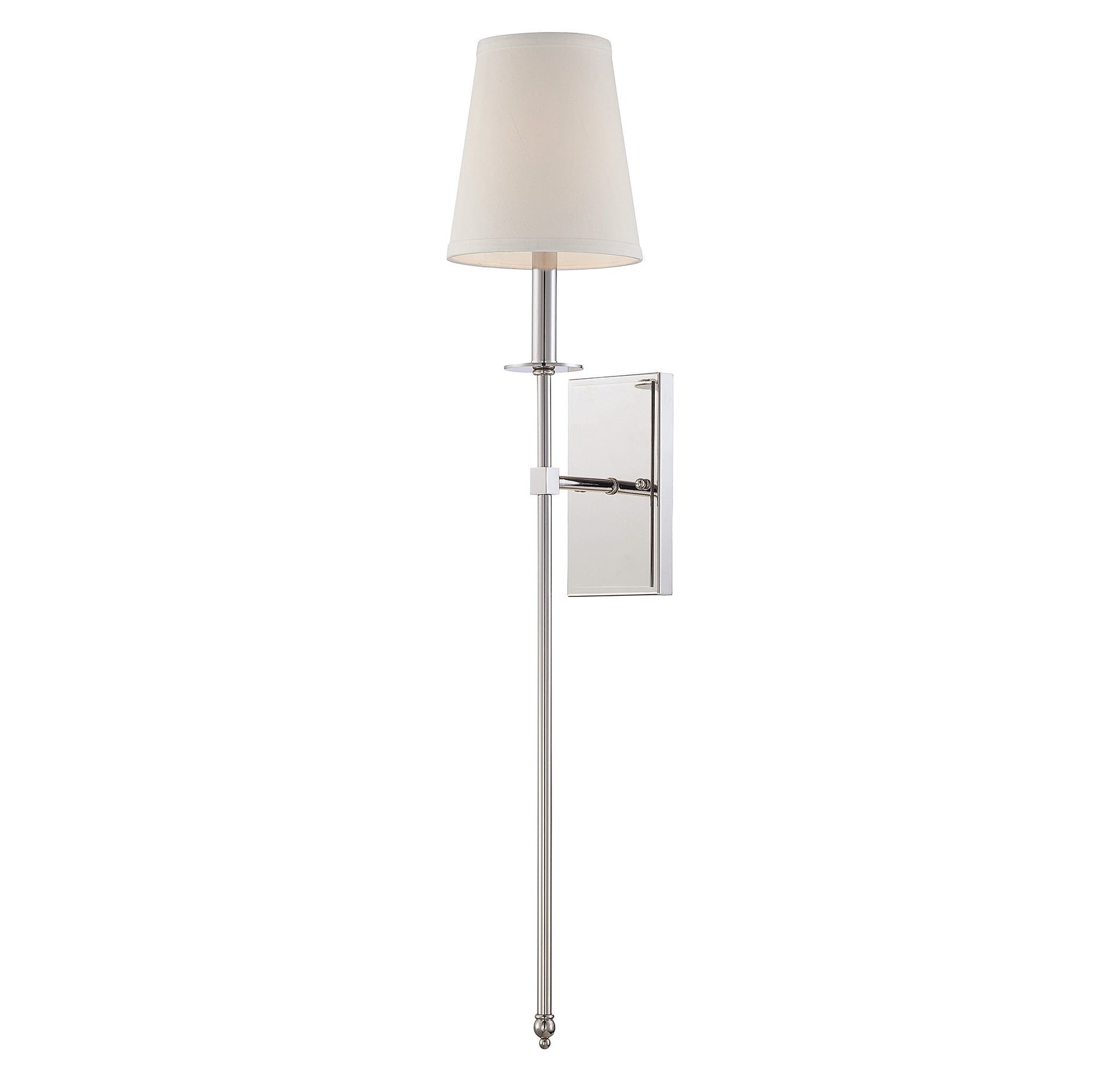 Polished Nickel 1-Light Wall Sconce with White Shade