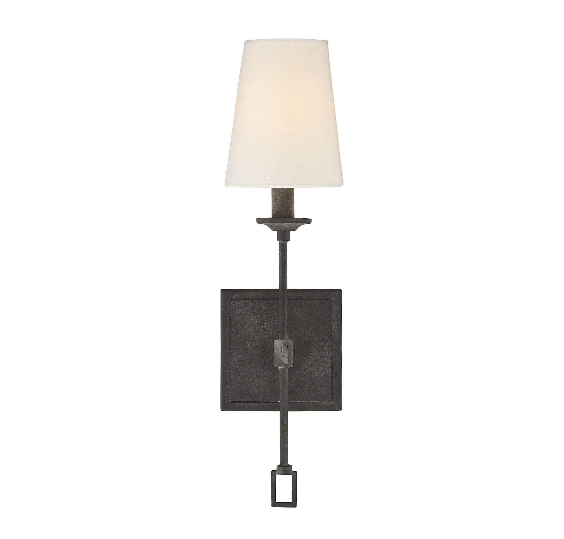 Lorainne Oxidized Black 1-Light Dimmable Sconce with Fabric Shade