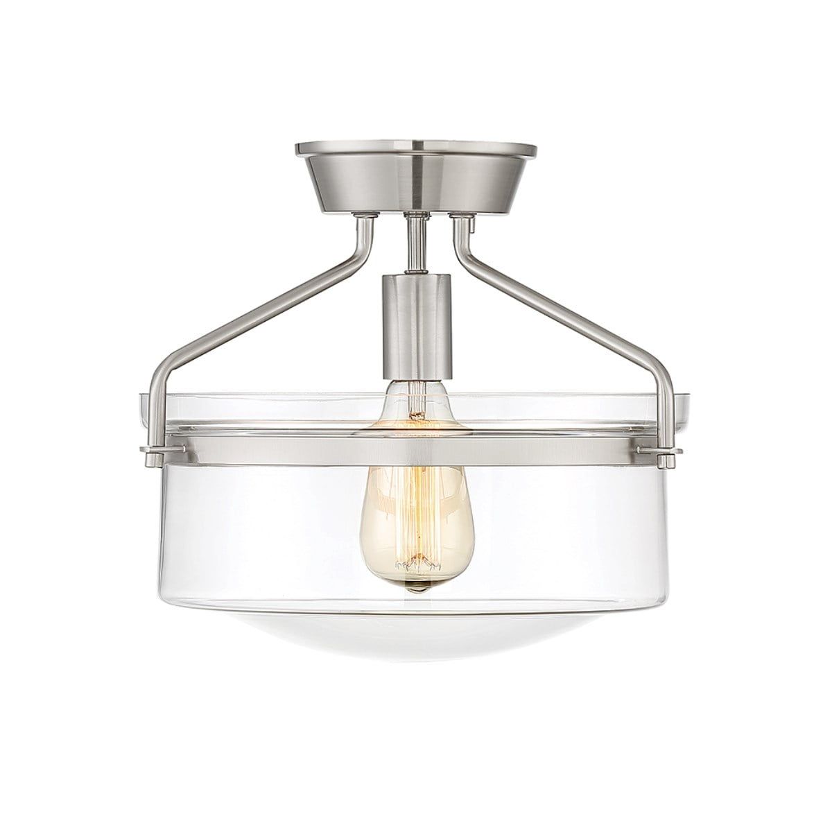 Brushed Nickel Clear Glass Semi-Flush Mount Light