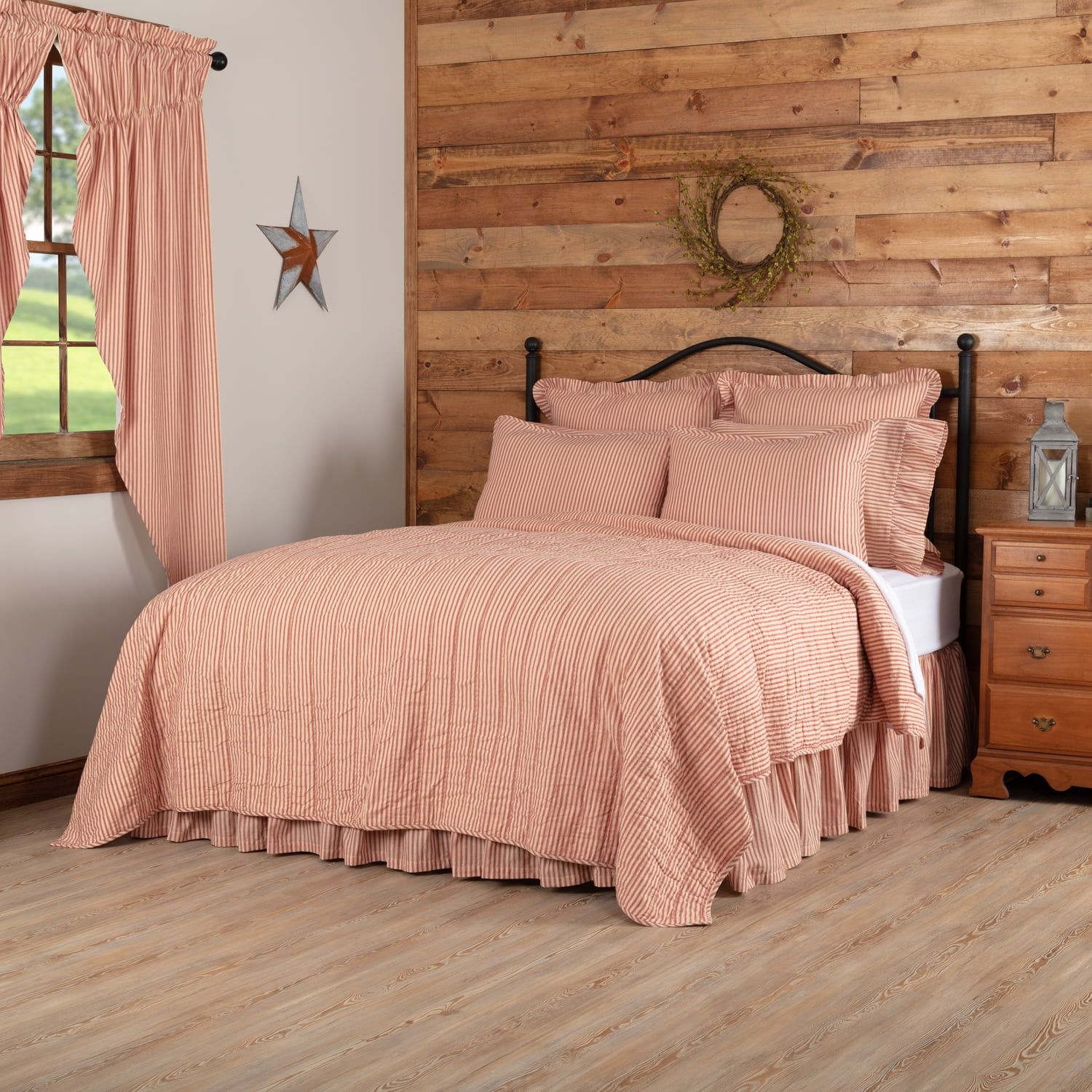 Sawyer Mill Red and Tan Cotton Twin Quilt Set