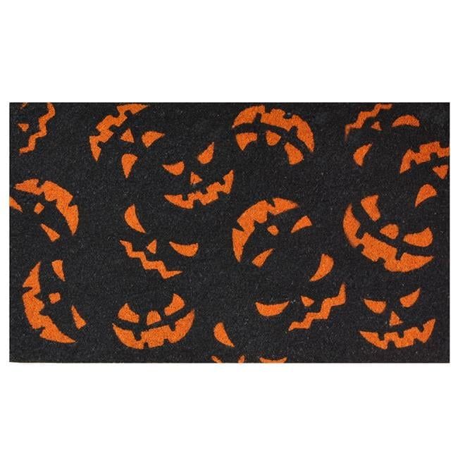 Scary Pumpkins Black and Orange Coir Outdoor Doormat