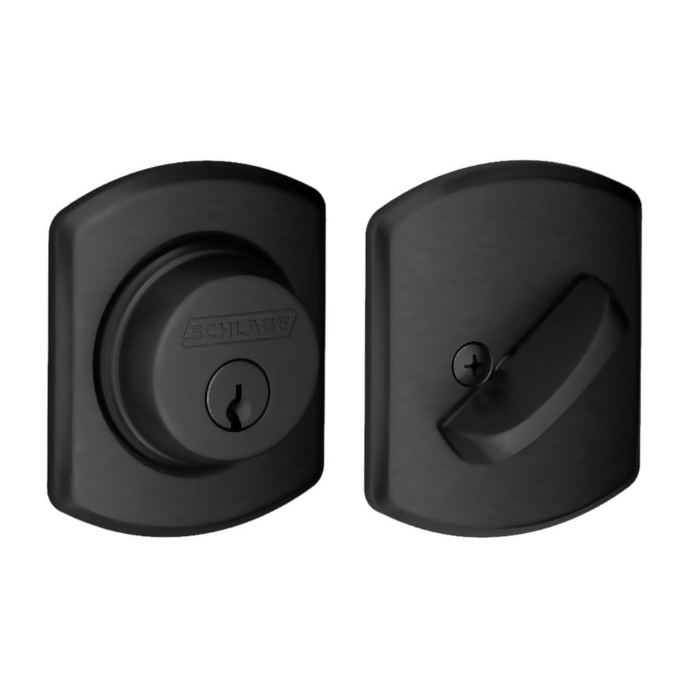 Matte Black Single Cylinder Deadbolt with Greenwich Trim