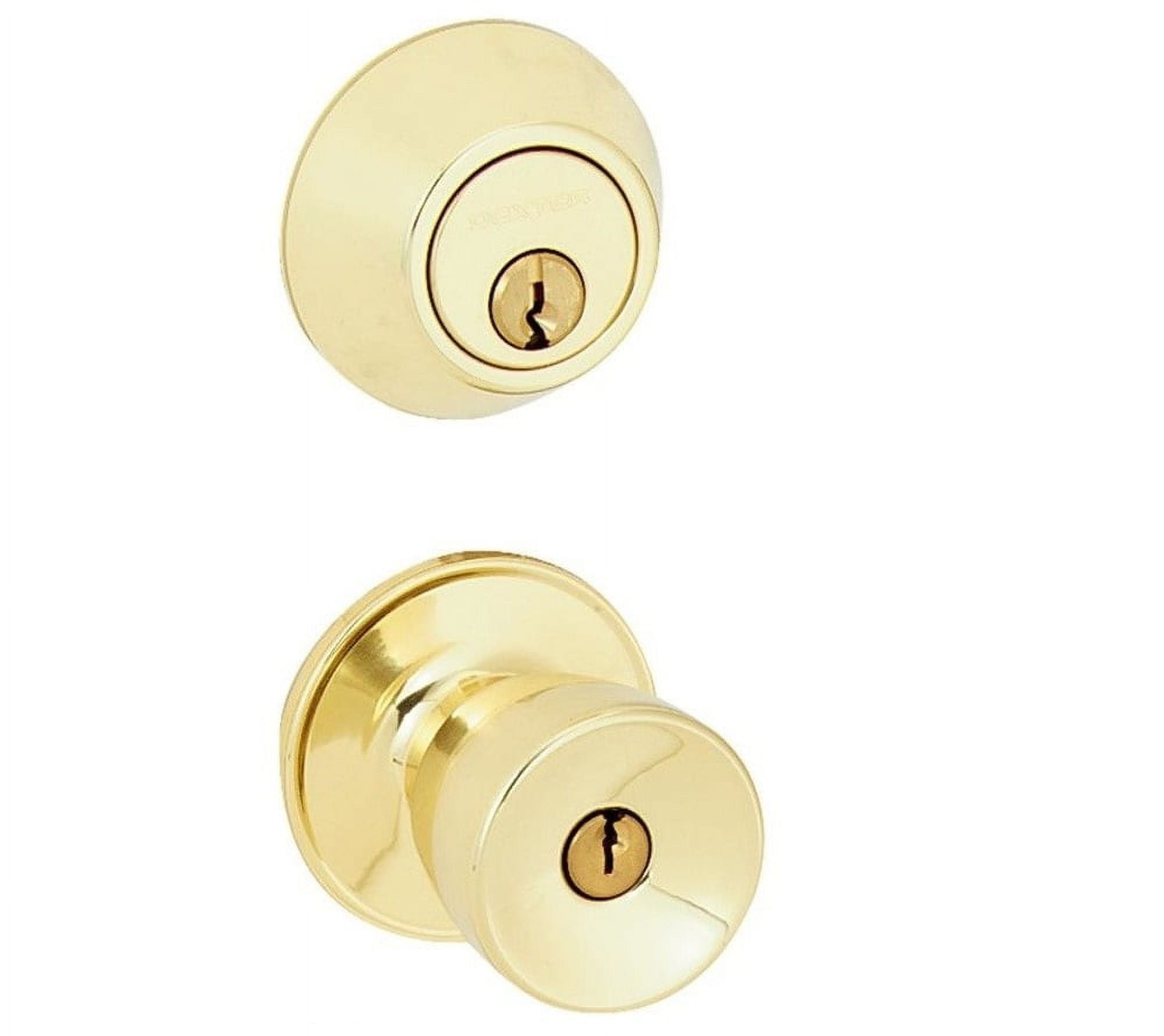 Schlage Byron Bright Brass Knob and Single Cylinder Deadbolt