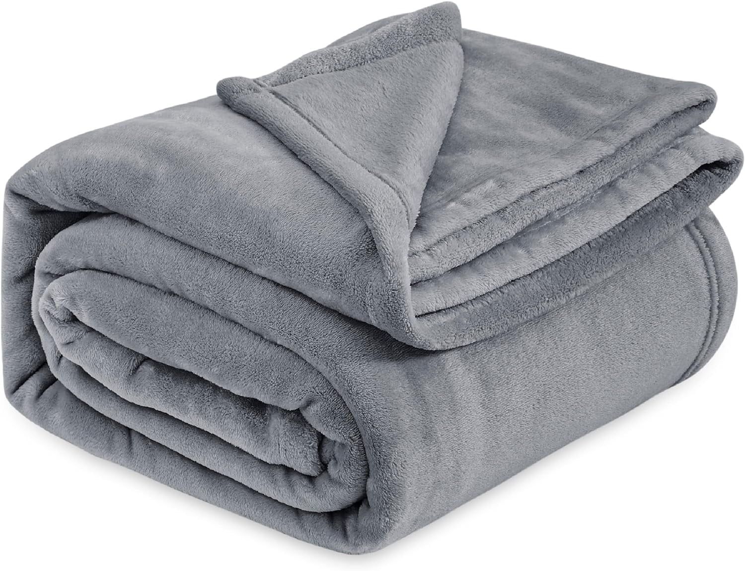 Queen Size Gray Fleece Plush Cozy Blanket