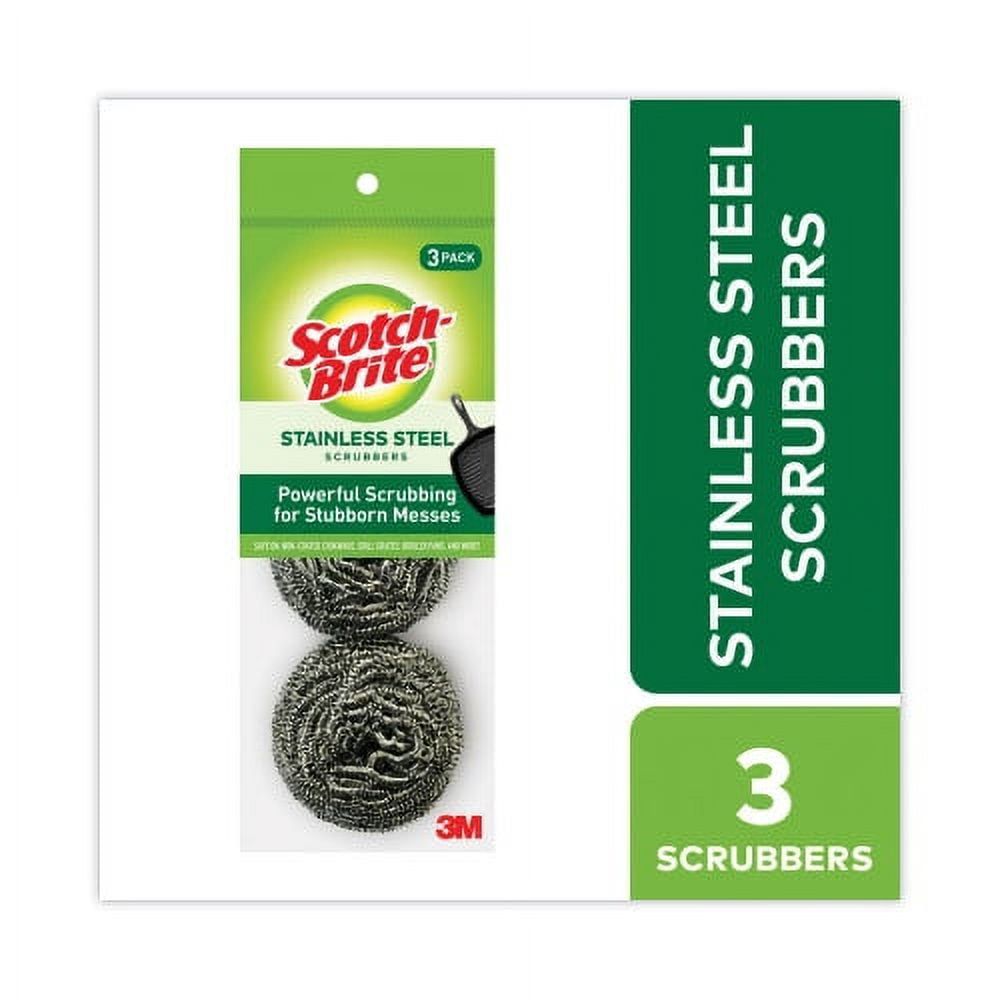 Scotch-Brite Silver Stainless Steel Scrubbing Pads, 3-Pack