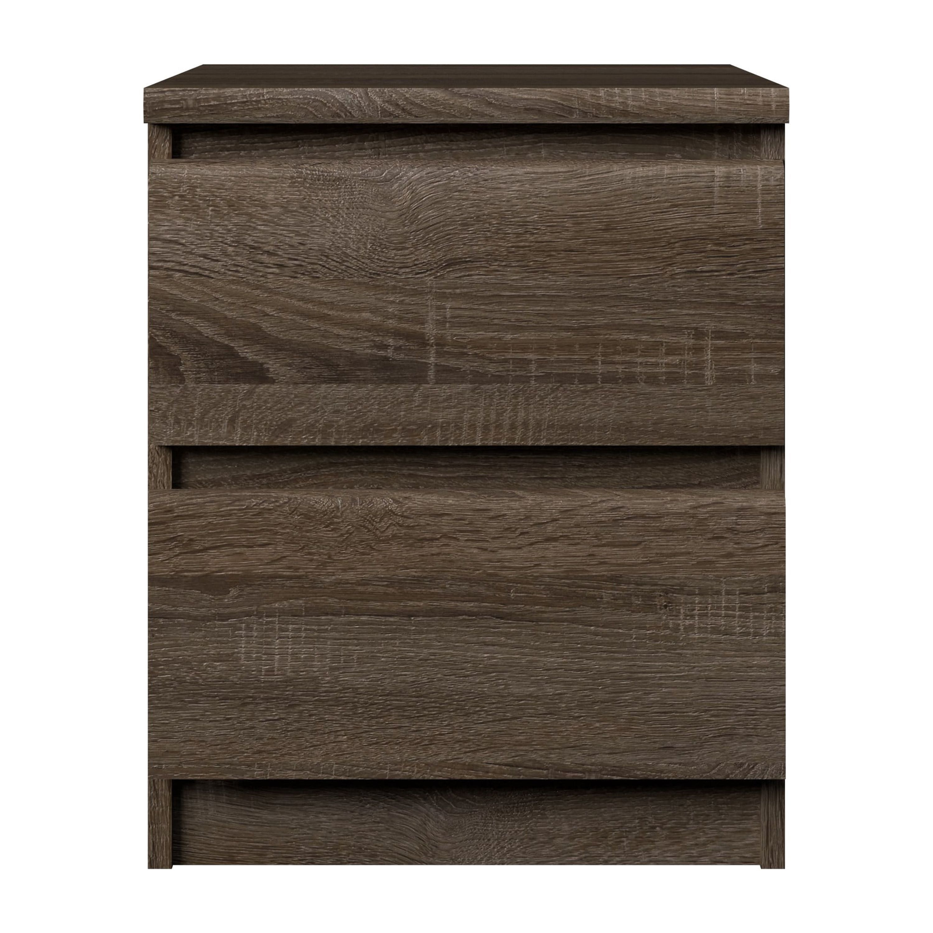 Truffle Oak 2-Drawer Modern Nightstand