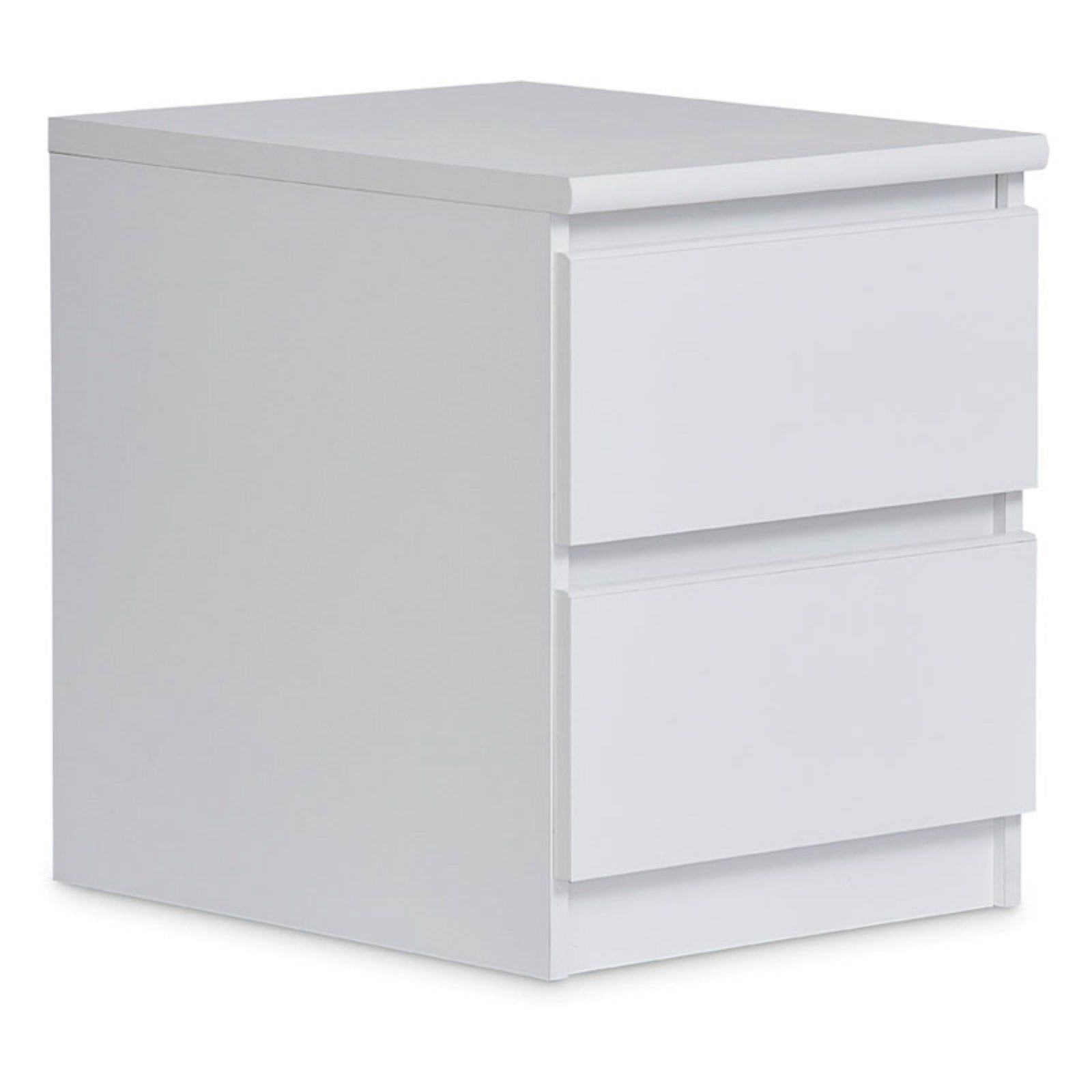 White Woodgrain 2-Drawer Nightstand with Metal Slides