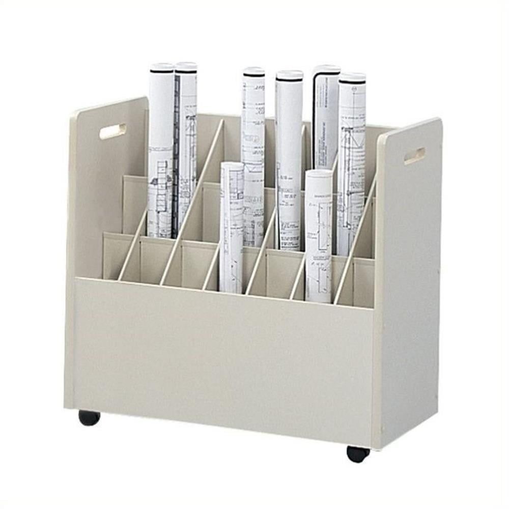 Putty Particle Board Mobile Roll File Organizer with 21 Compartments