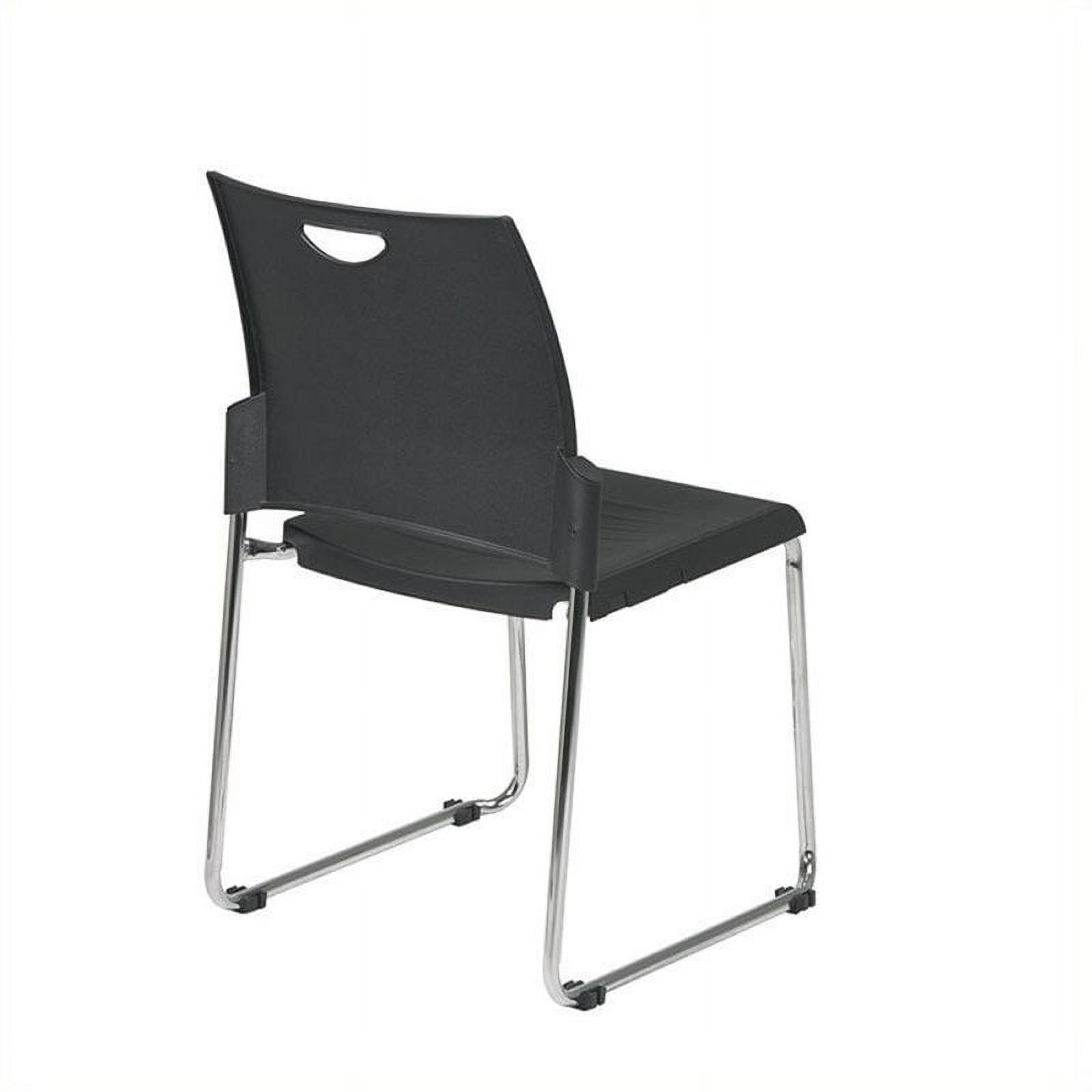 Black Metal Armless Stacking Chair Set