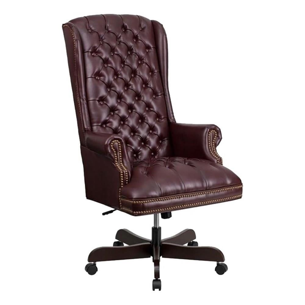 Burgundy Red Leather High Back Executive Swivel Chair