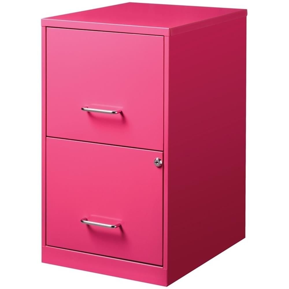 Pink Steel 2-Drawer Lockable File Cabinet