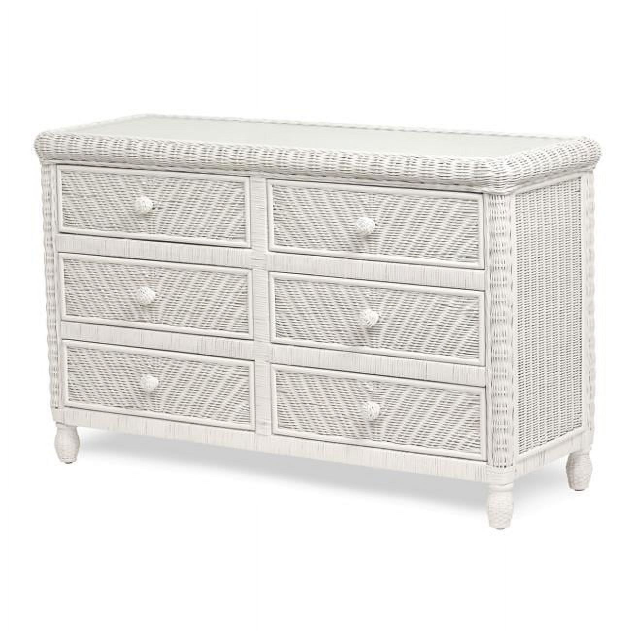 Santa Cruz White Wicker 6-Drawer Coastal Dresser