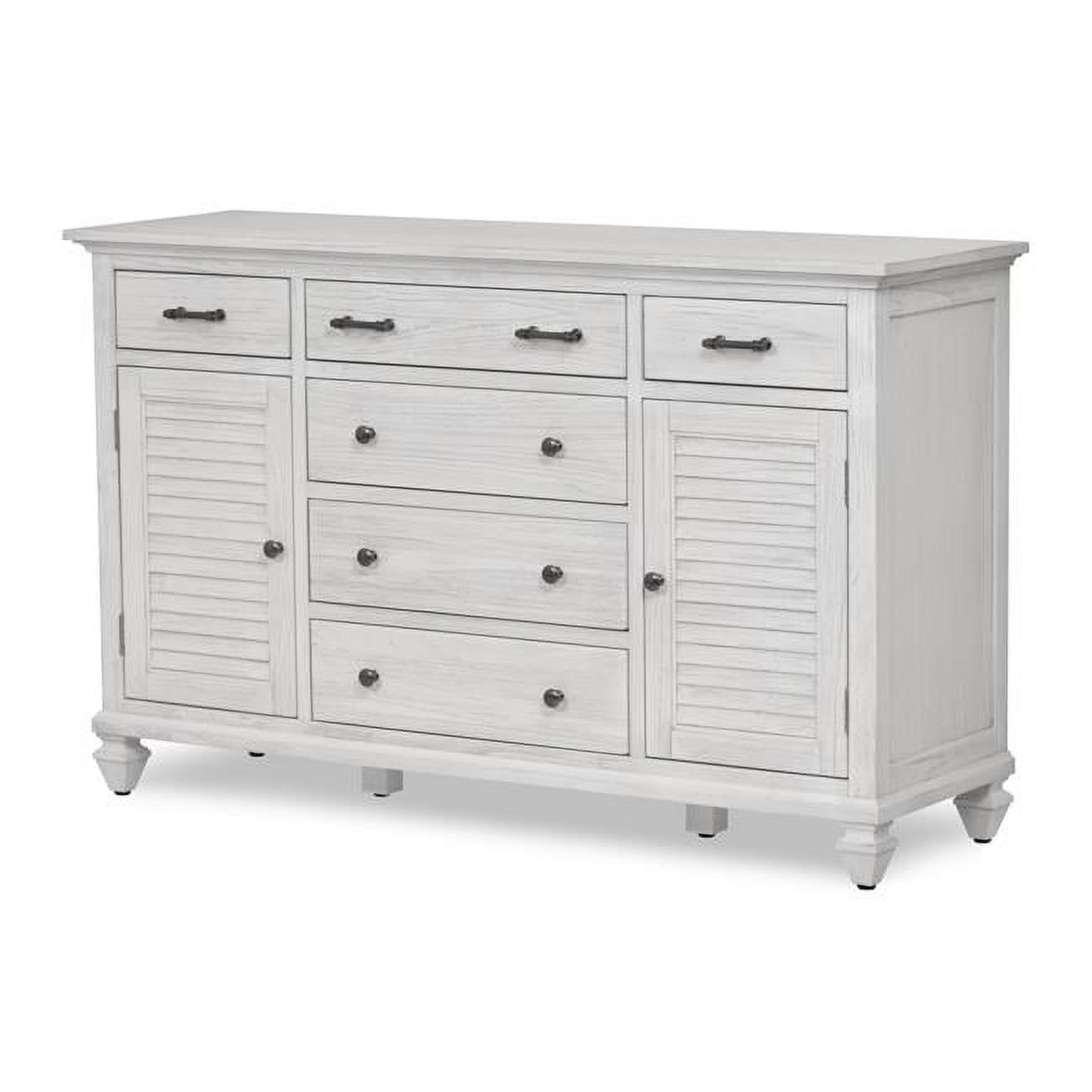 White Coastal 6-Drawer 2-Door Dresser with Dovetail Joints