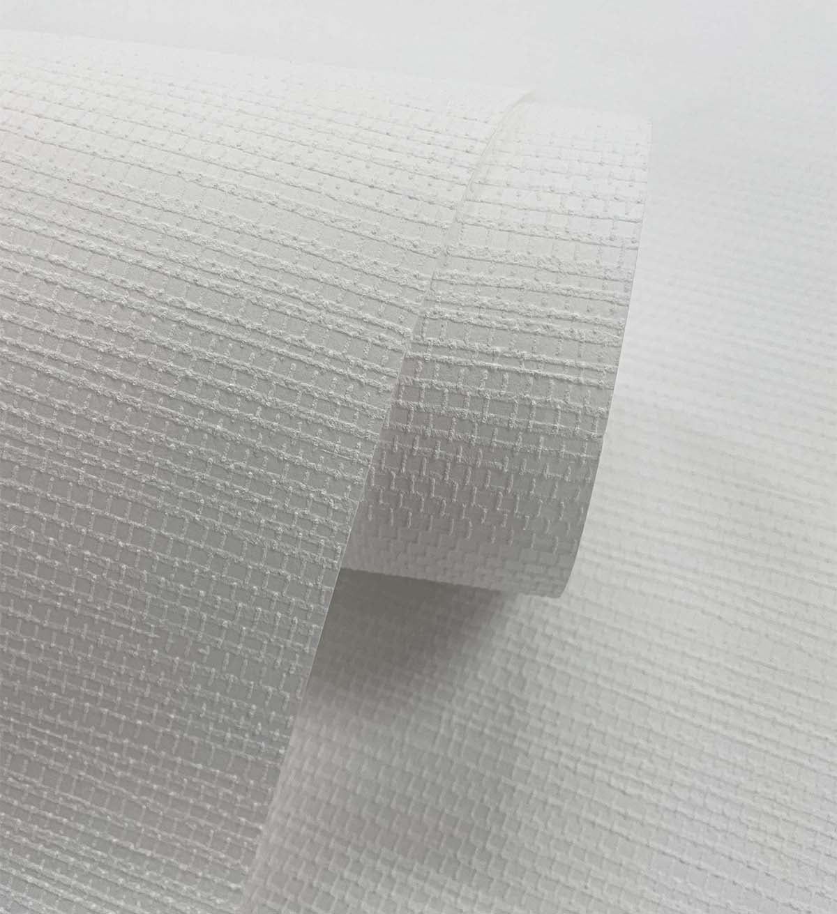 Off-White Faux Grasscloth Paintable Embossed Wallpaper Roll