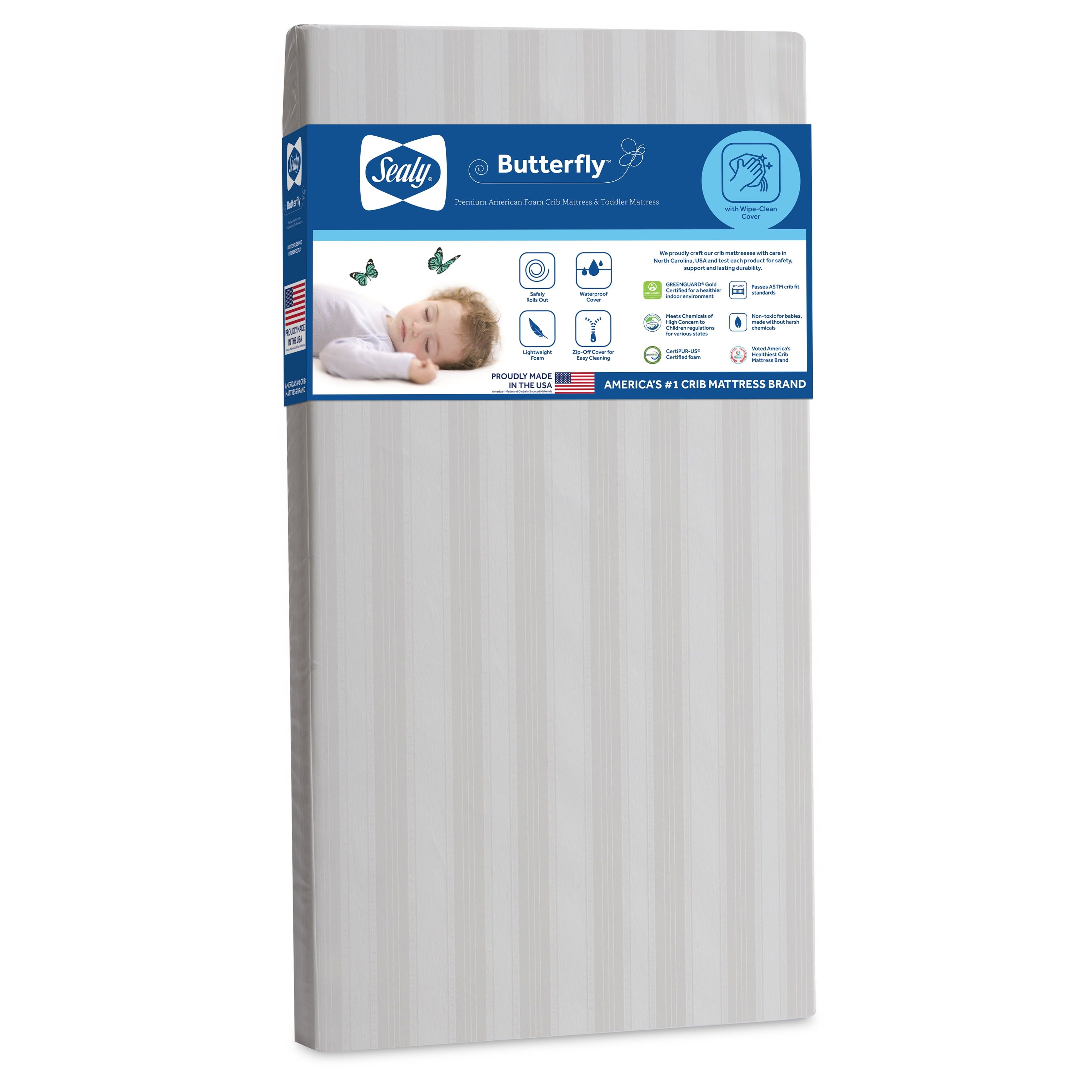 LuxeGuard White Stripe Waterproof Foam Crib & Toddler Mattress