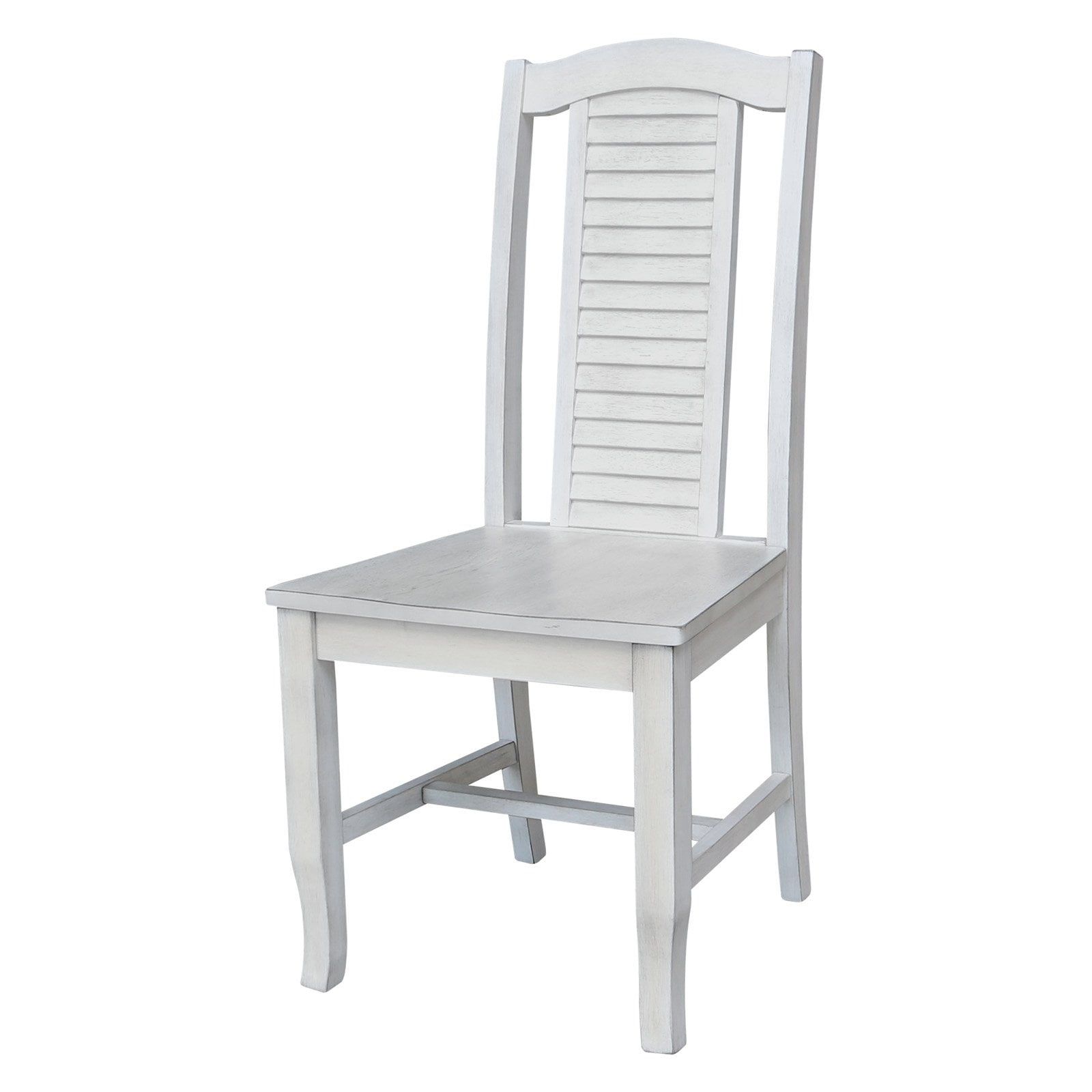 Elegant Antique Chalk Rubberwood Side Chair, 40" High