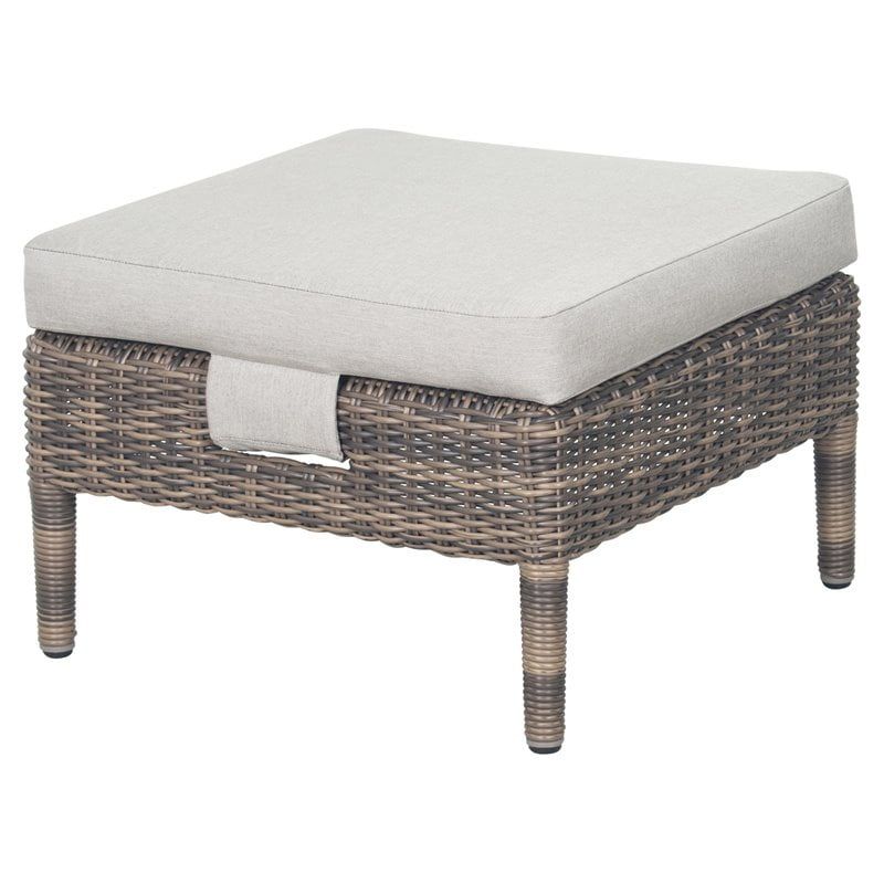 Brown Sea Wattle Wicker Aluminum Outdoor Ottoman